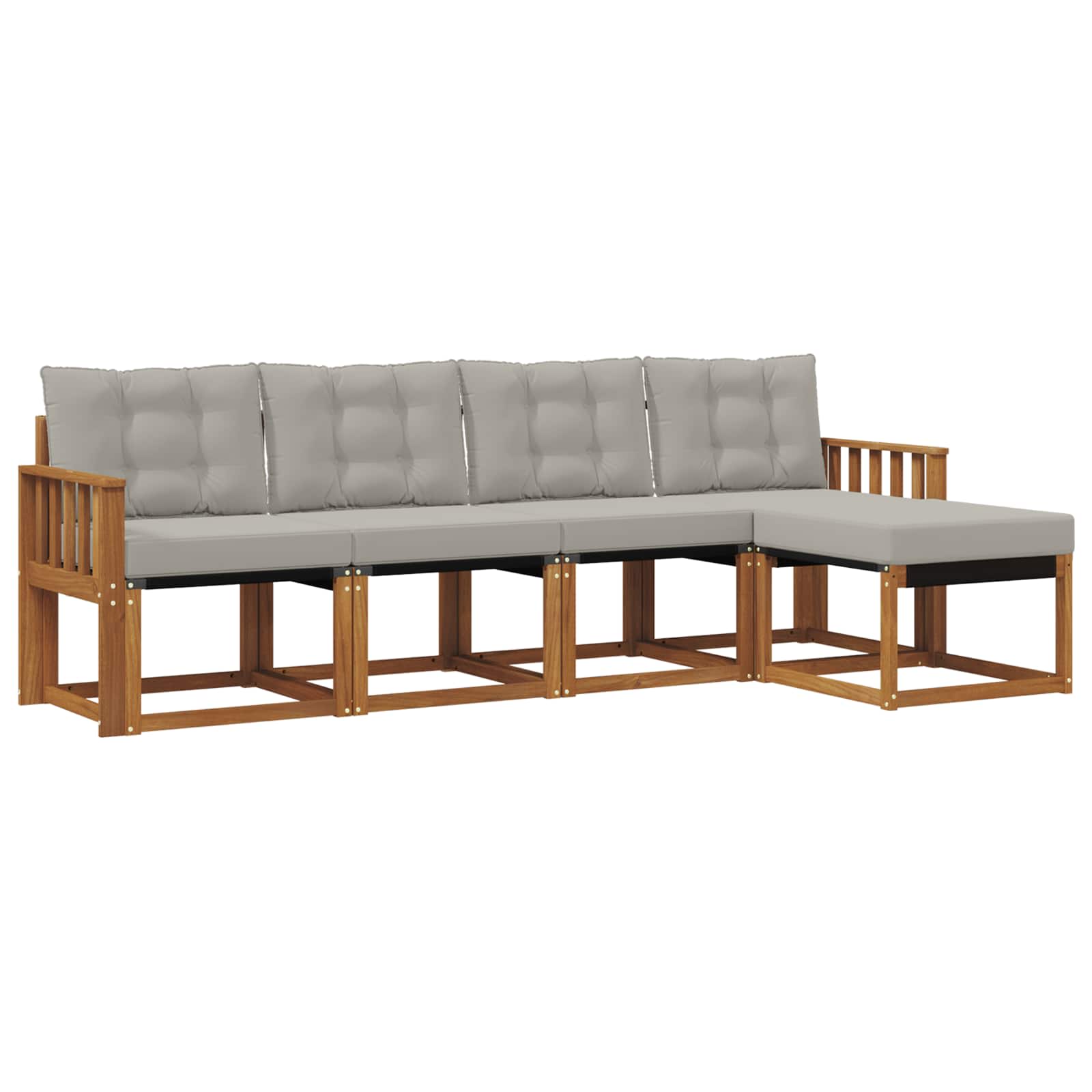 Outdoor-Sofagarnitur mit Kissen 5 pcs Natürlich und Hellgrau