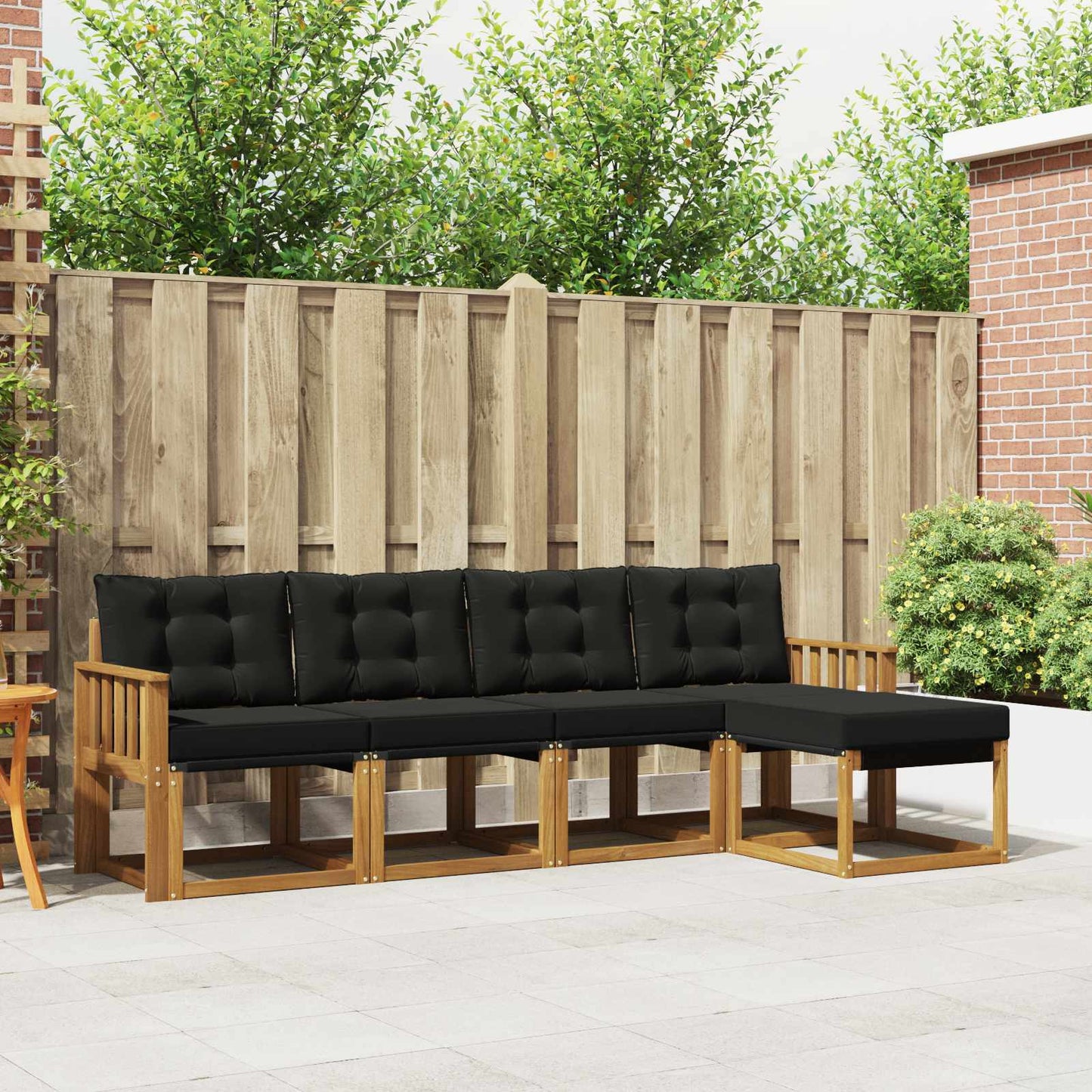 Outdoor-Sofagarnitur mit Kissen 5 pcs Natürlich und Schwarz