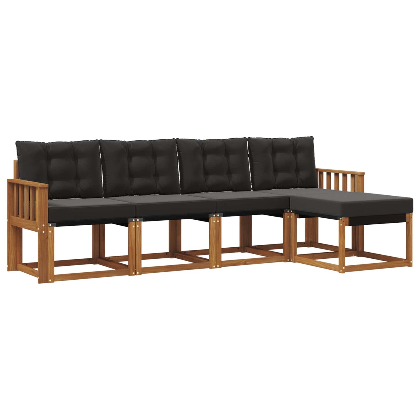 Outdoor-Sofagarnitur mit Kissen 5 pcs Natürlich und Schwarz