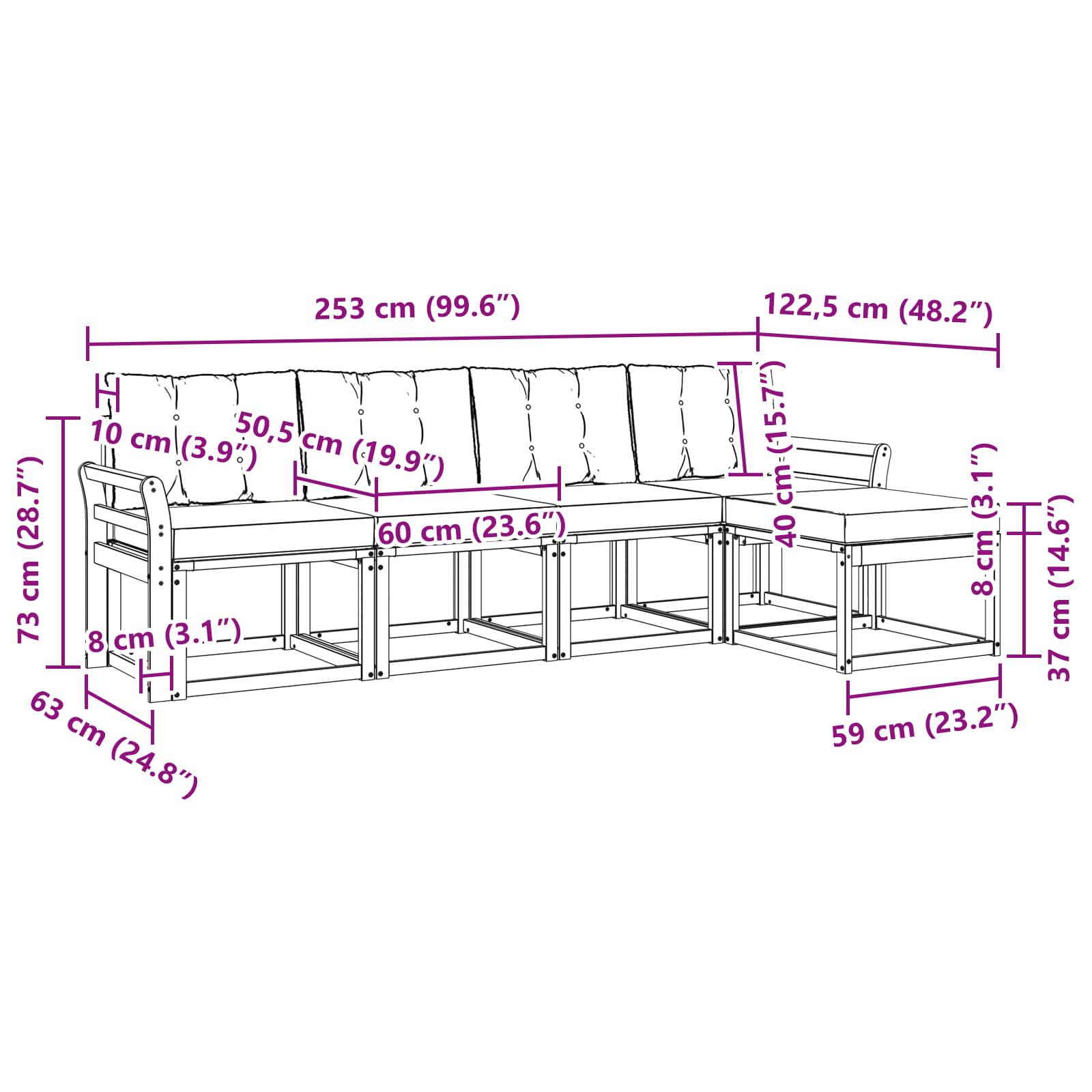 Outdoor-Sofagarnitur 5 stk. Natur und Creme