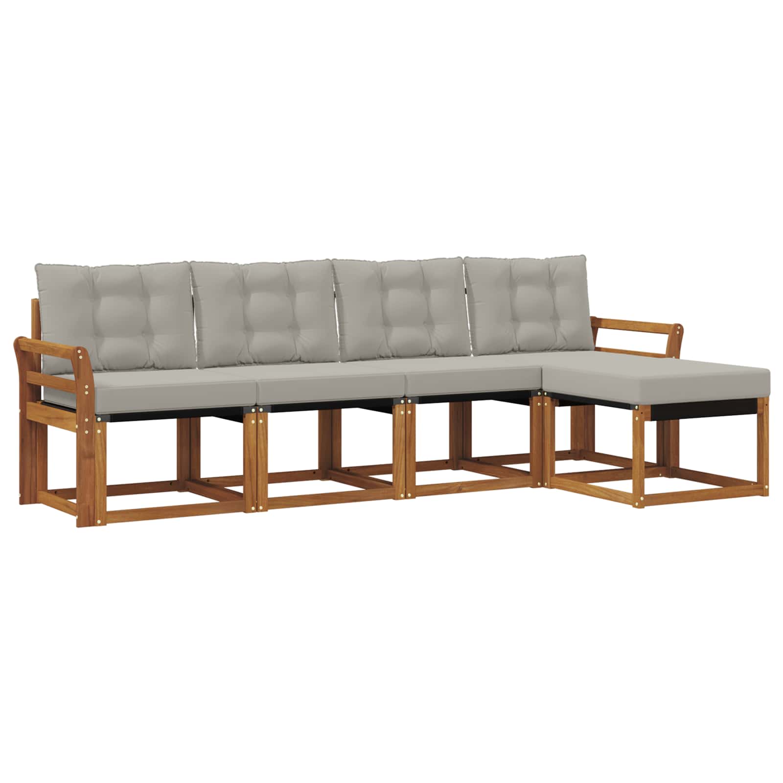 Outdoor-Sofagarnitur mit Kissen 5 pcs Natürlich und Hellgrau