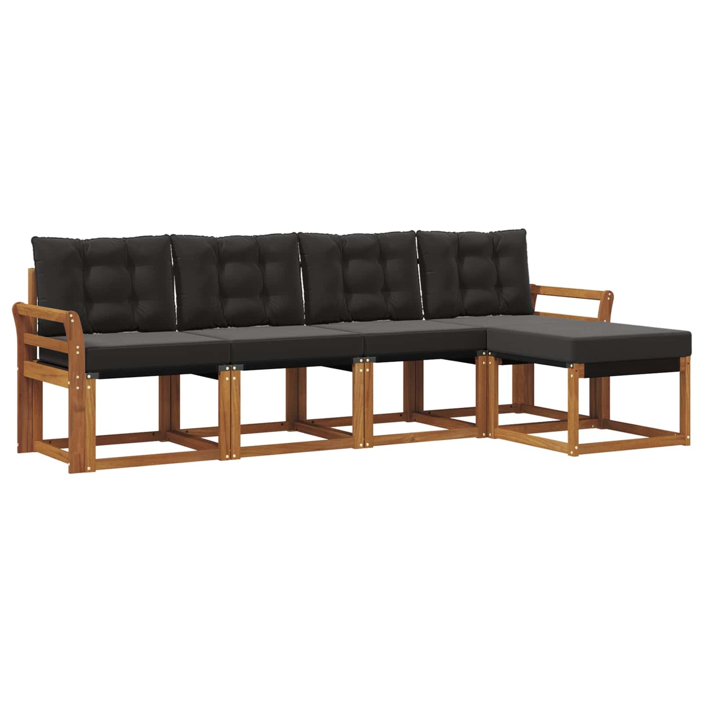 Outdoor-Sofagarnitur mit Kissen 5 pcs Natürlich und Schwarz