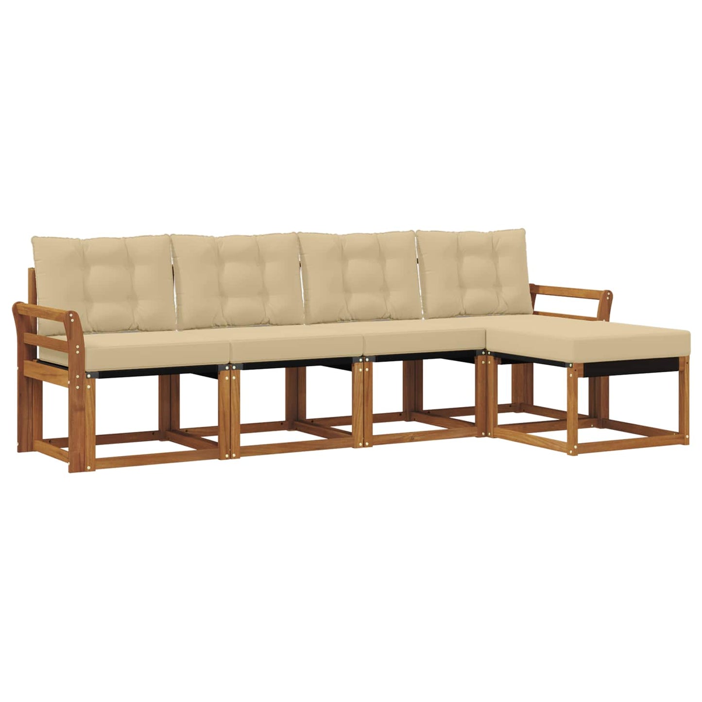 Outdoor-Sofagarnitur mit Kissen 5 pcs Natur und Beige