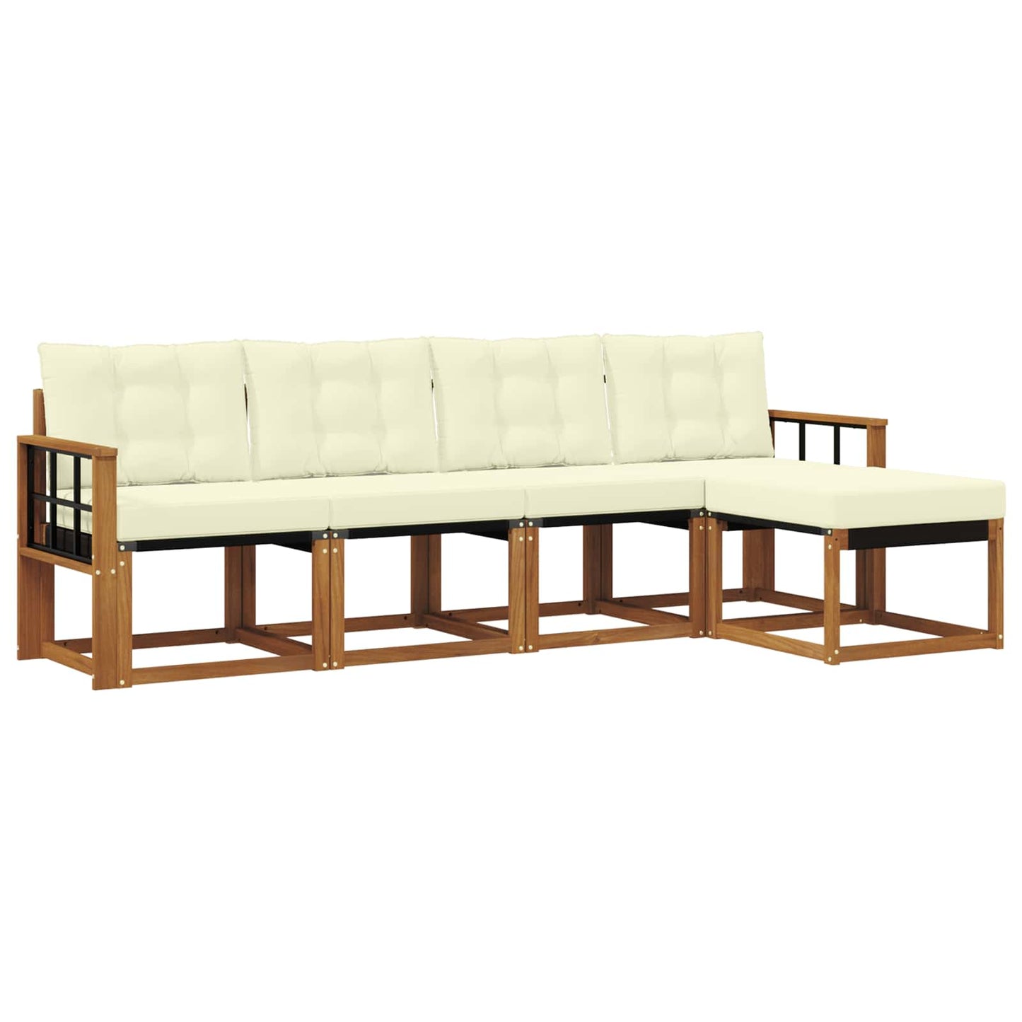 Outdoor-Sofagarnitur 5 stk. Natur und Creme