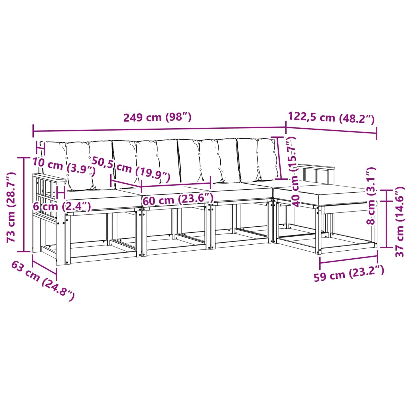 Outdoor-Sofagarnitur 5 stk. Natur und Creme