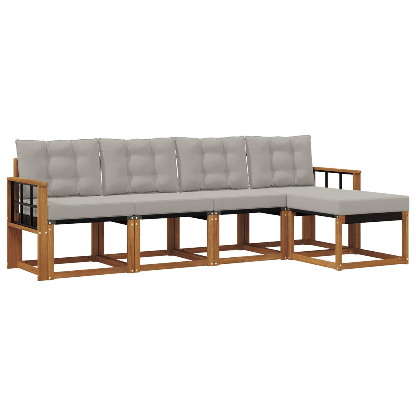 Outdoor-Sofagarnitur mit Kissen 5 pcs Natürlich und Hellgrau