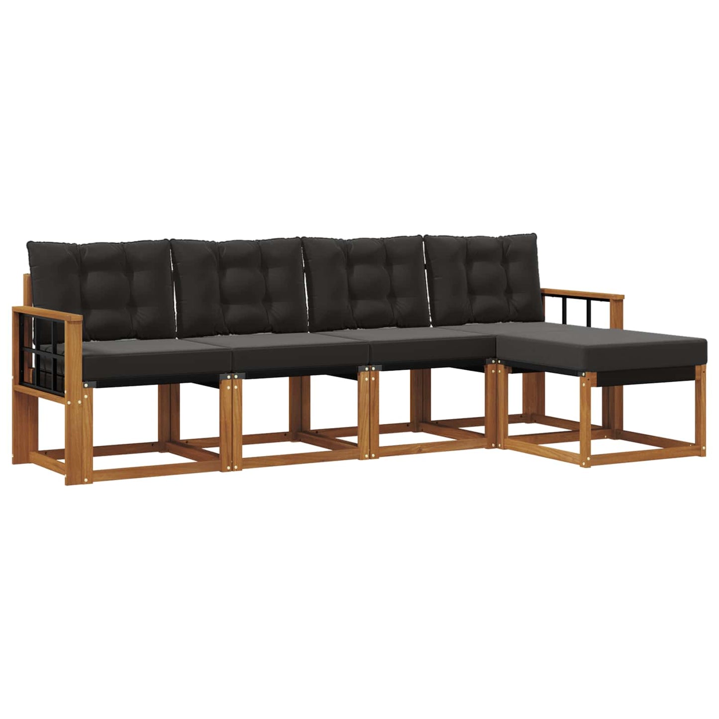Outdoor-Sofagarnitur mit Kissen 5 pcs Natürlich und Schwarz