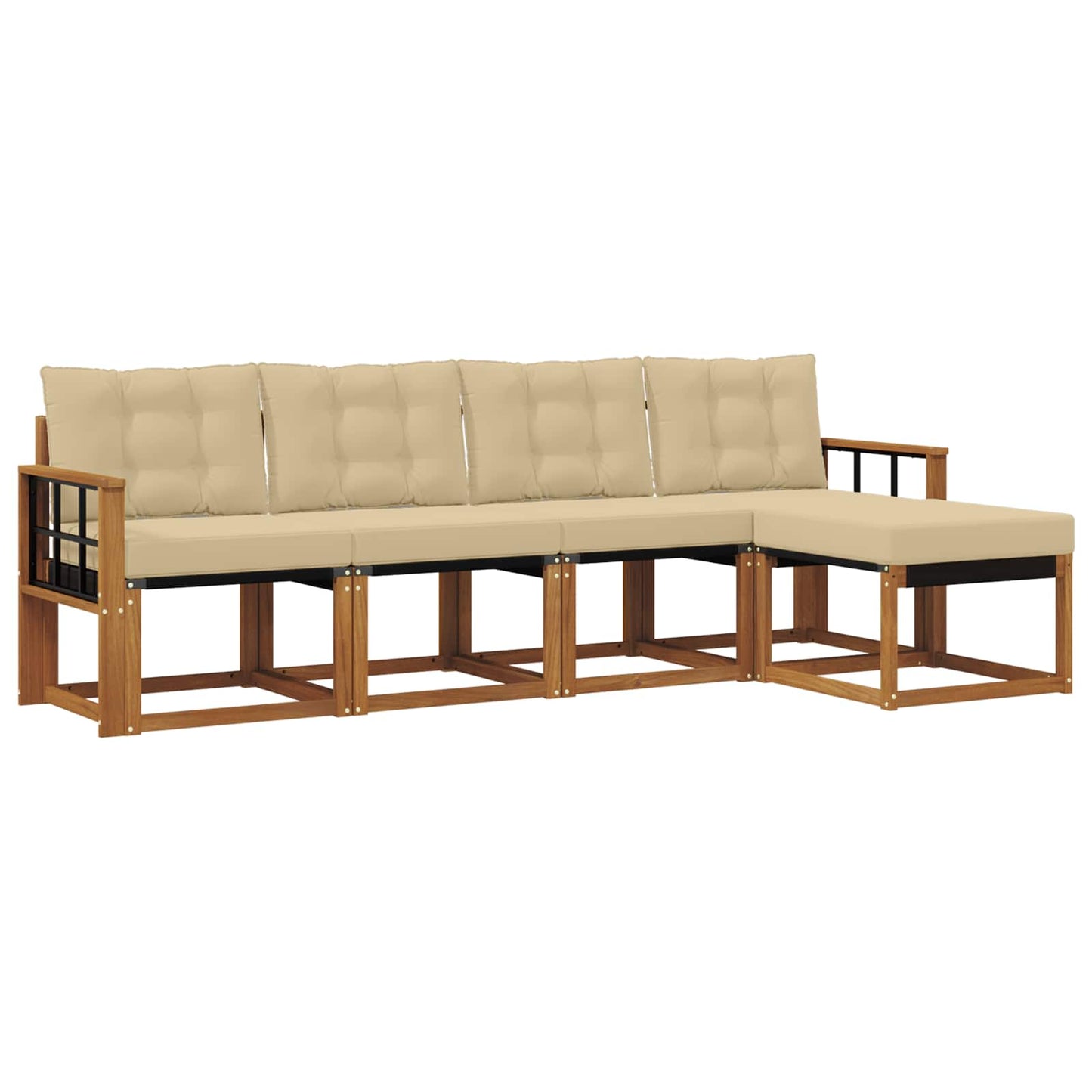 Outdoor-Sofagarnitur mit Kissen 5 pcs Natur und Beige