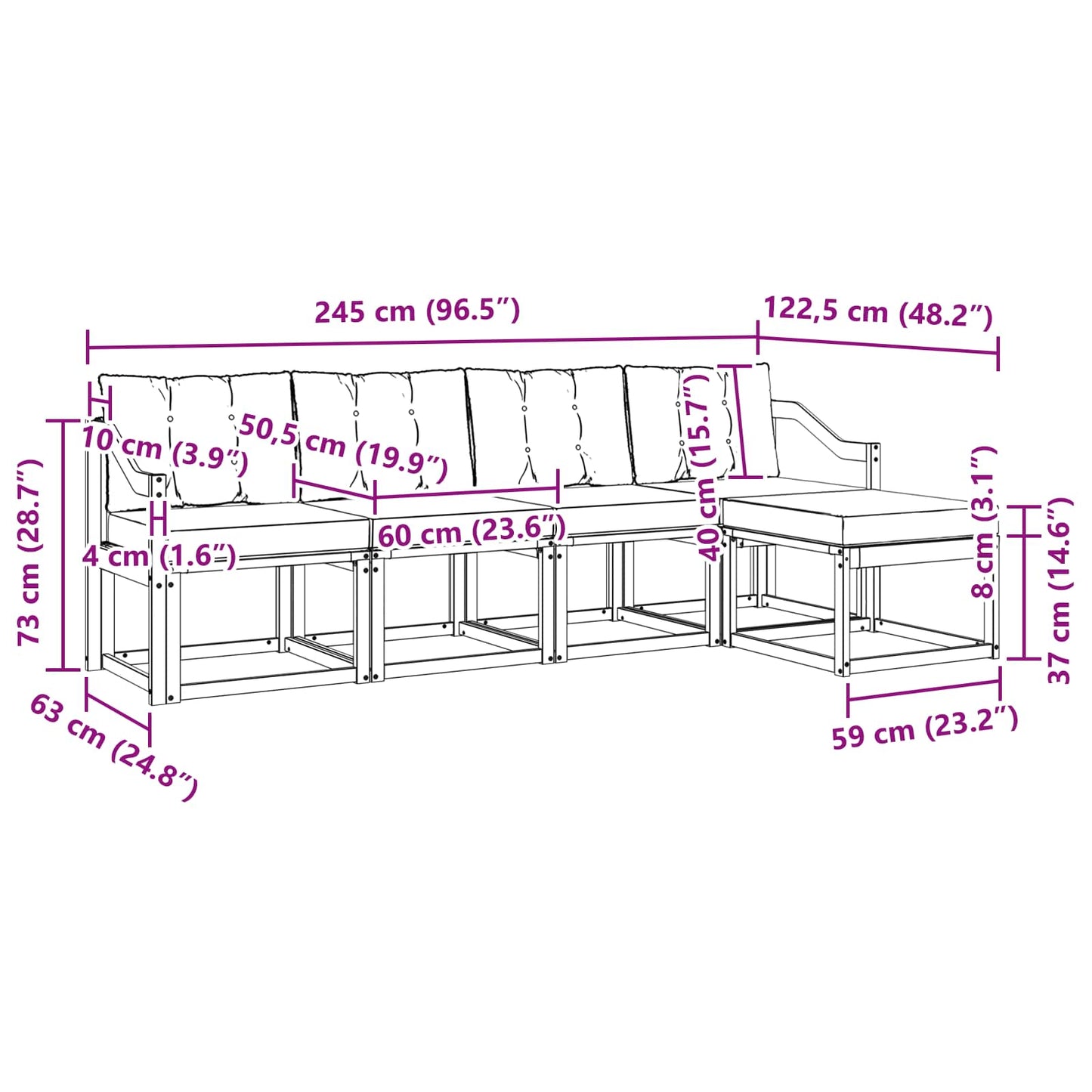 Outdoor-Sofagarnitur 5 stk. Natur und Creme