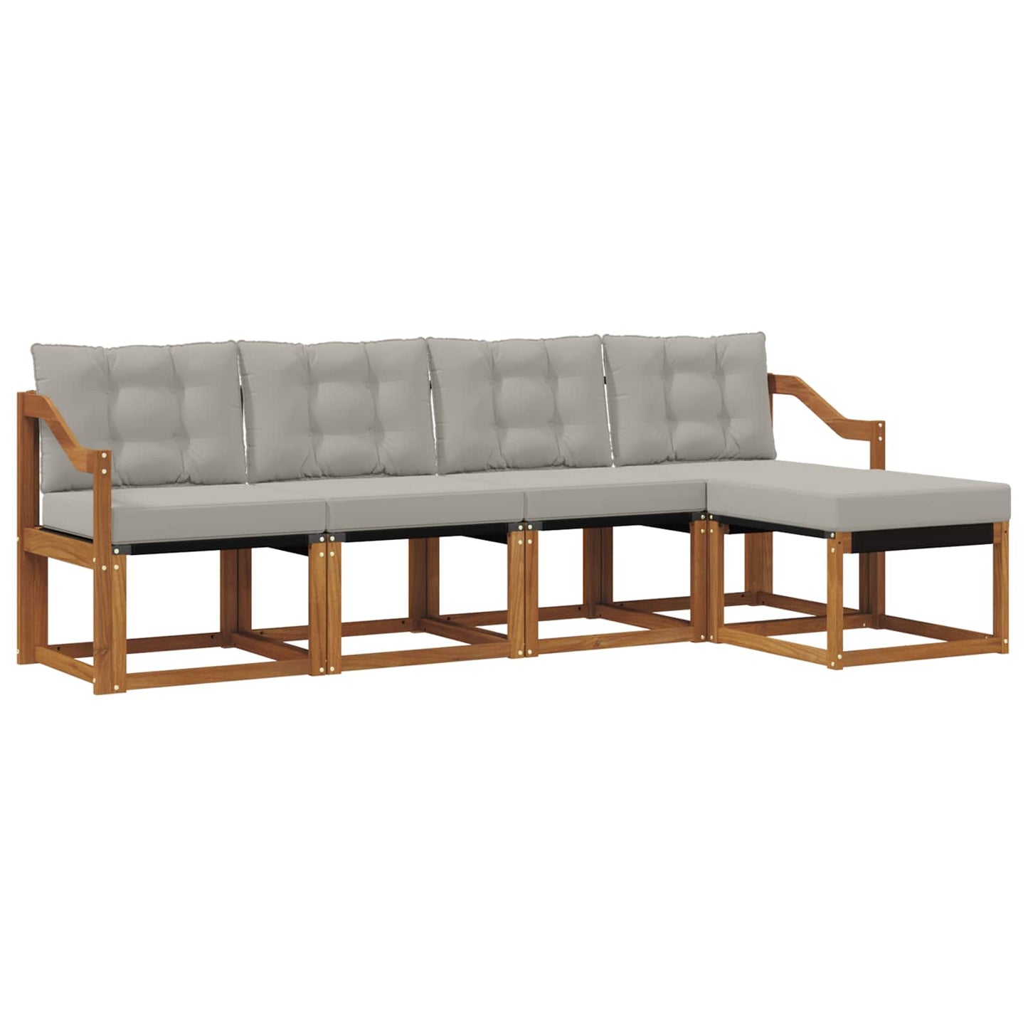Outdoor-Sofagarnitur mit Kissen 5 pcs Natürlich und Hellgrau