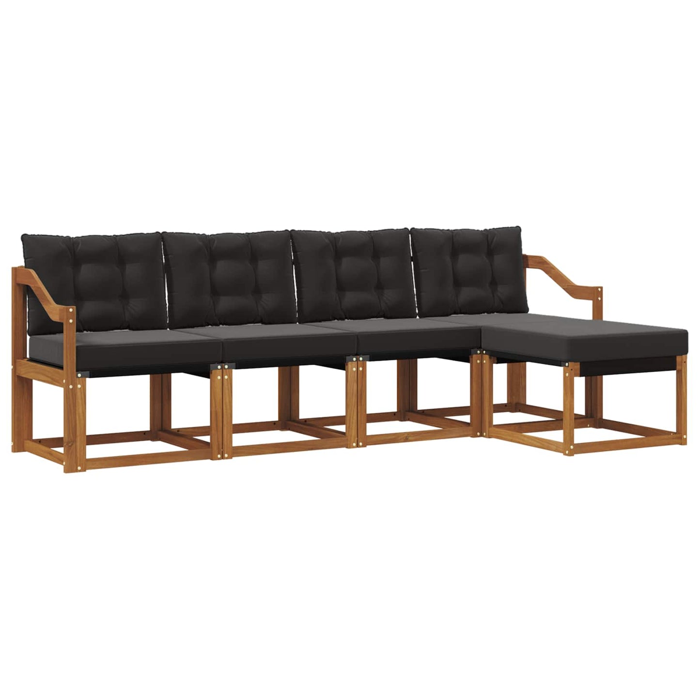 Outdoor-Sofagarnitur mit Kissen 5 pcs Natürlich und Schwarz