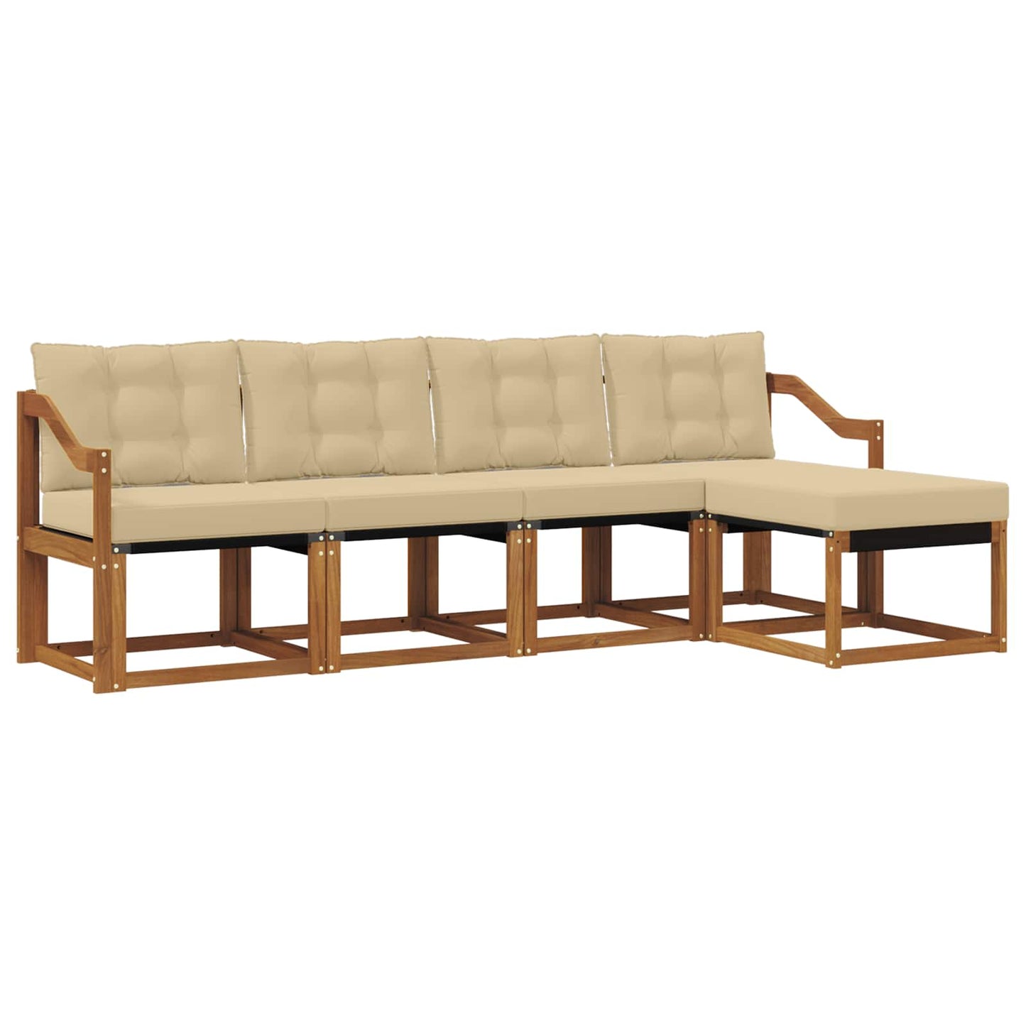 Outdoor-Sofagarnitur mit Kissen 5 pcs Natur und Beige