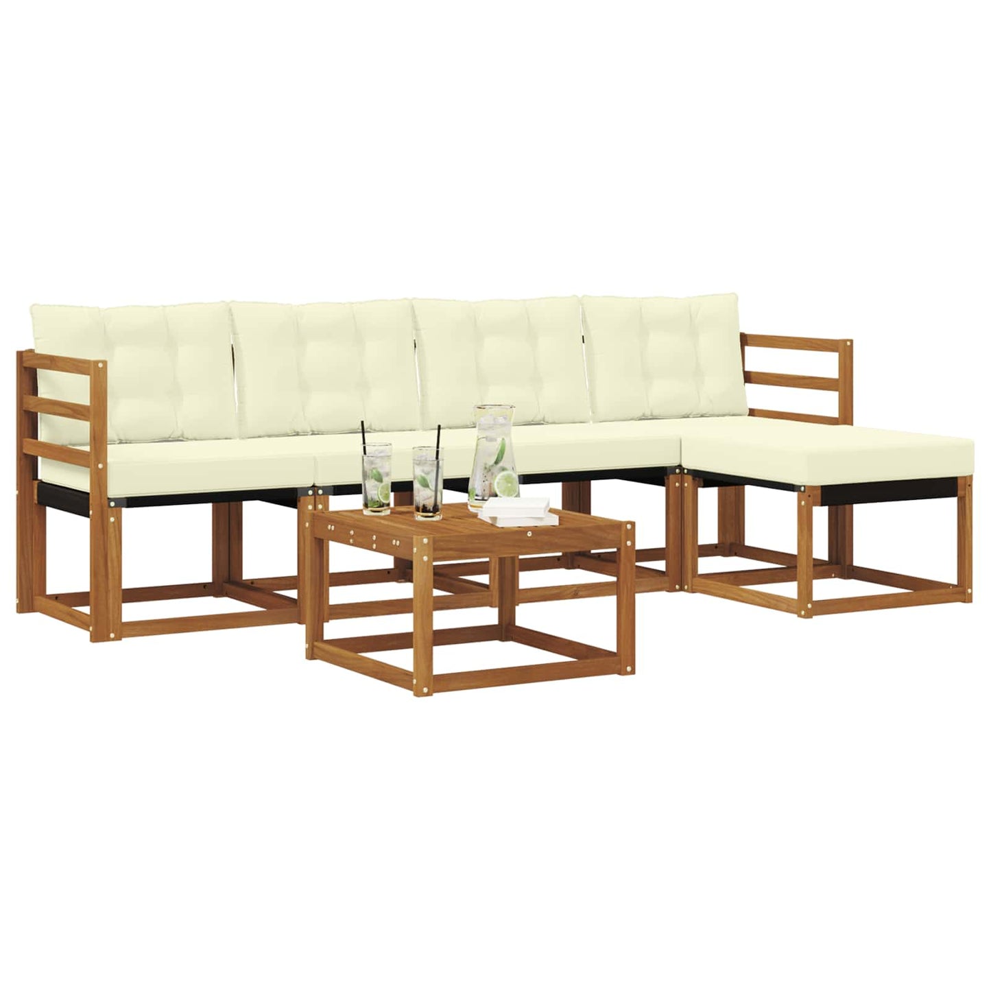 Outdoor-Sofagarnitur 6 stk. Natur und Creme