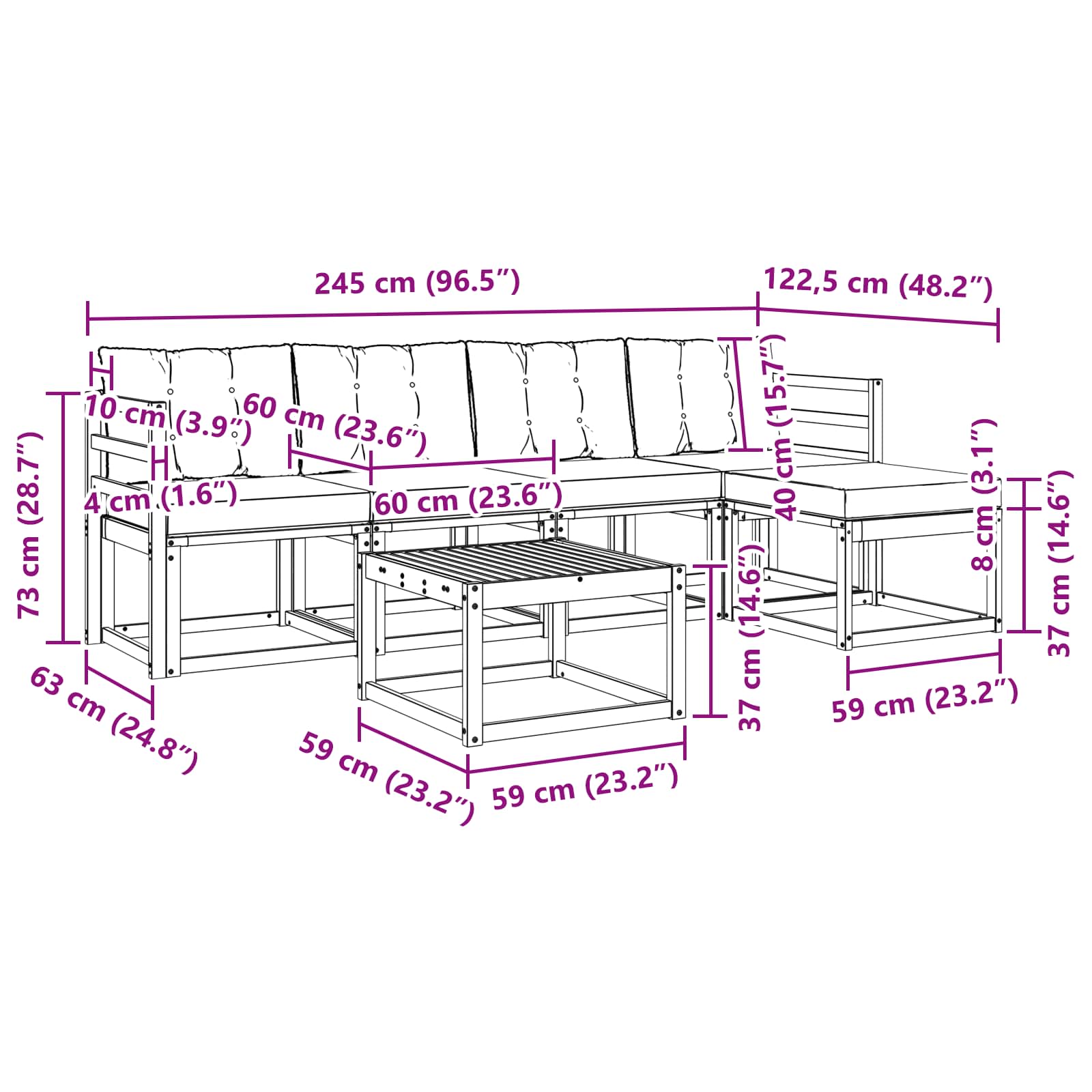 Outdoor-Sofagarnitur 6 stk. Natur und Creme