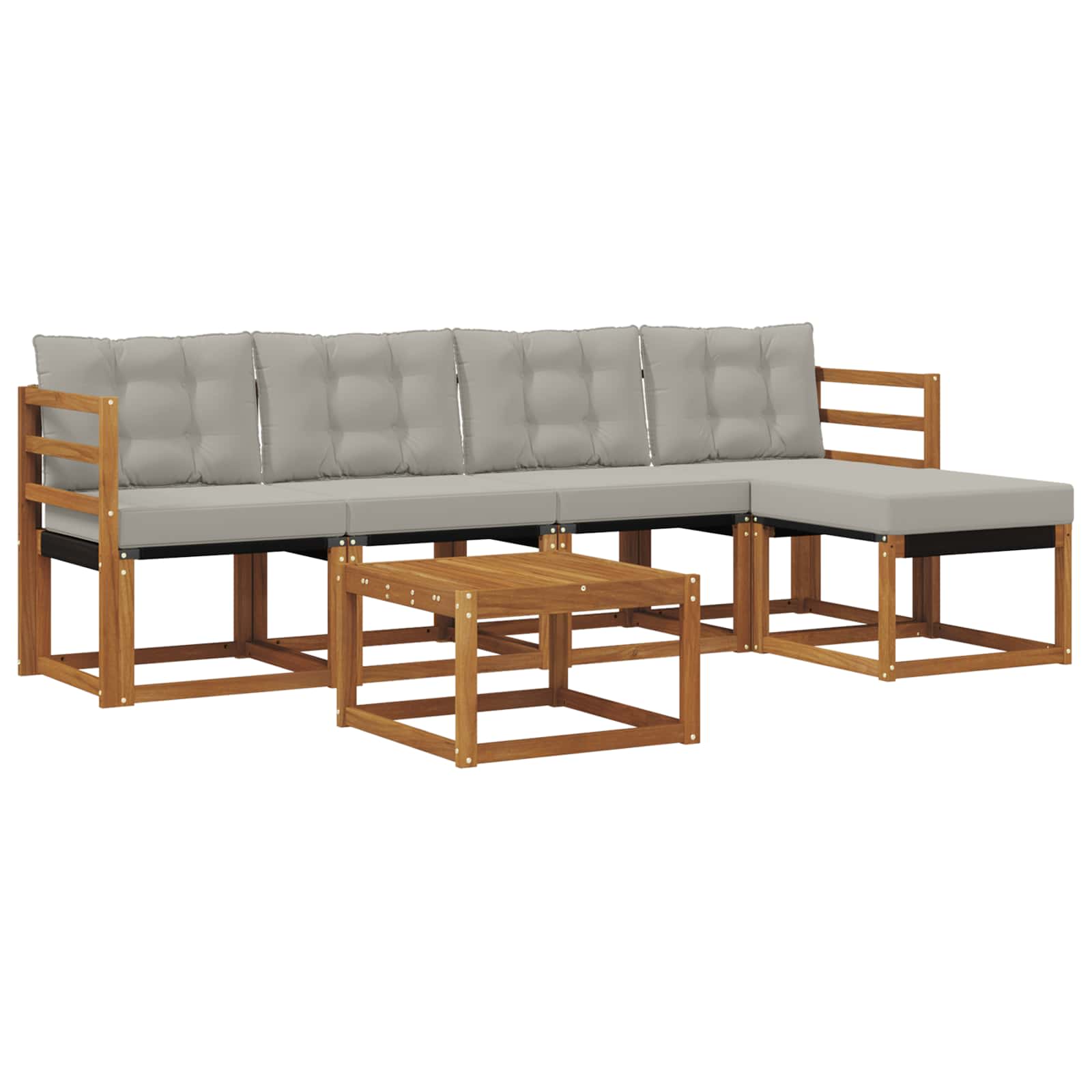 Outdoor-Sofagarnitur mit Kissen 6 pcs Natürlich und Hellgrau