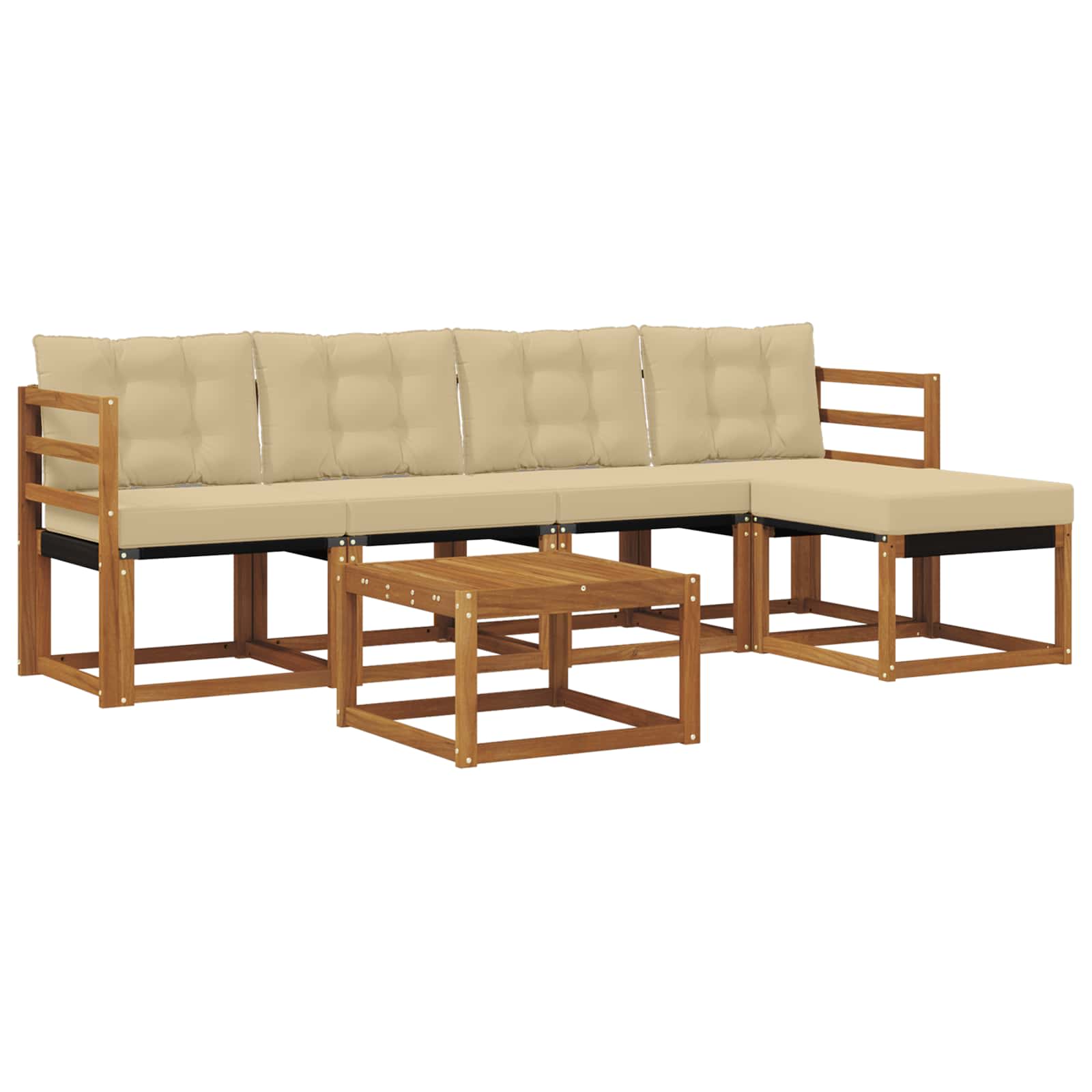 Outdoor-Sofagarnitur 6 stk. Natur und Beige