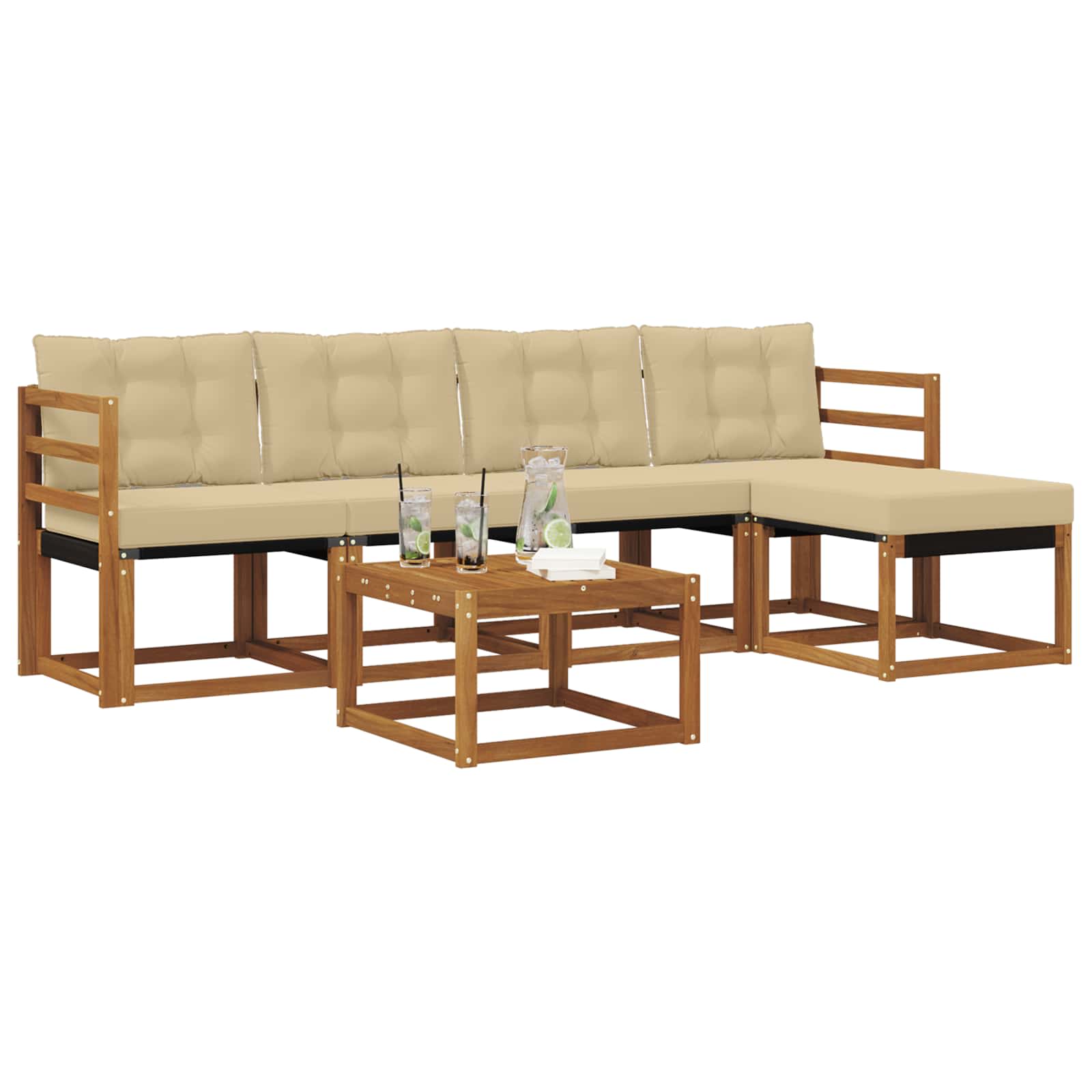 Outdoor-Sofagarnitur 6 stk. Natur und Beige
