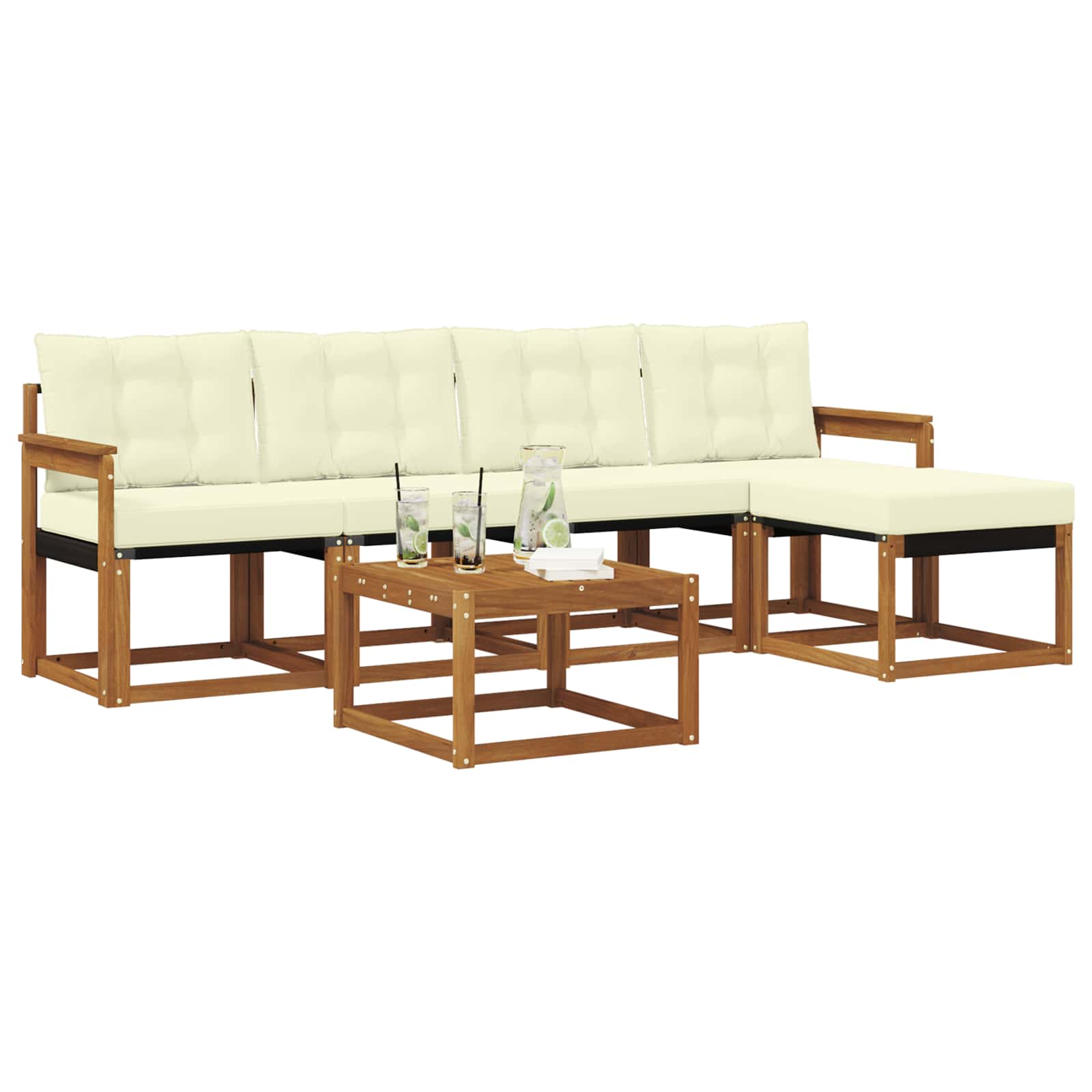 Outdoor-Sofagarnitur 6 stk. Natur und Creme