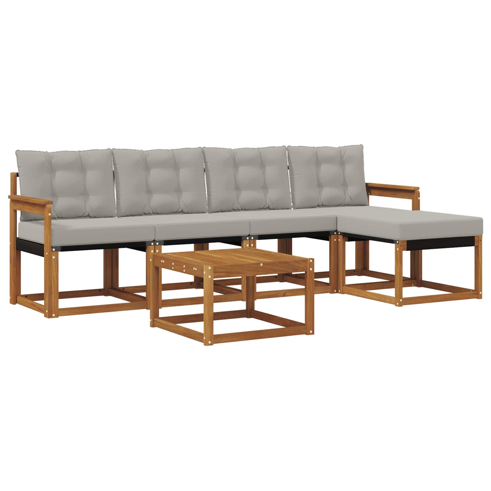 Outdoor-Sofagarnitur mit Kissen 6 pcs Natürlich und Hellgrau