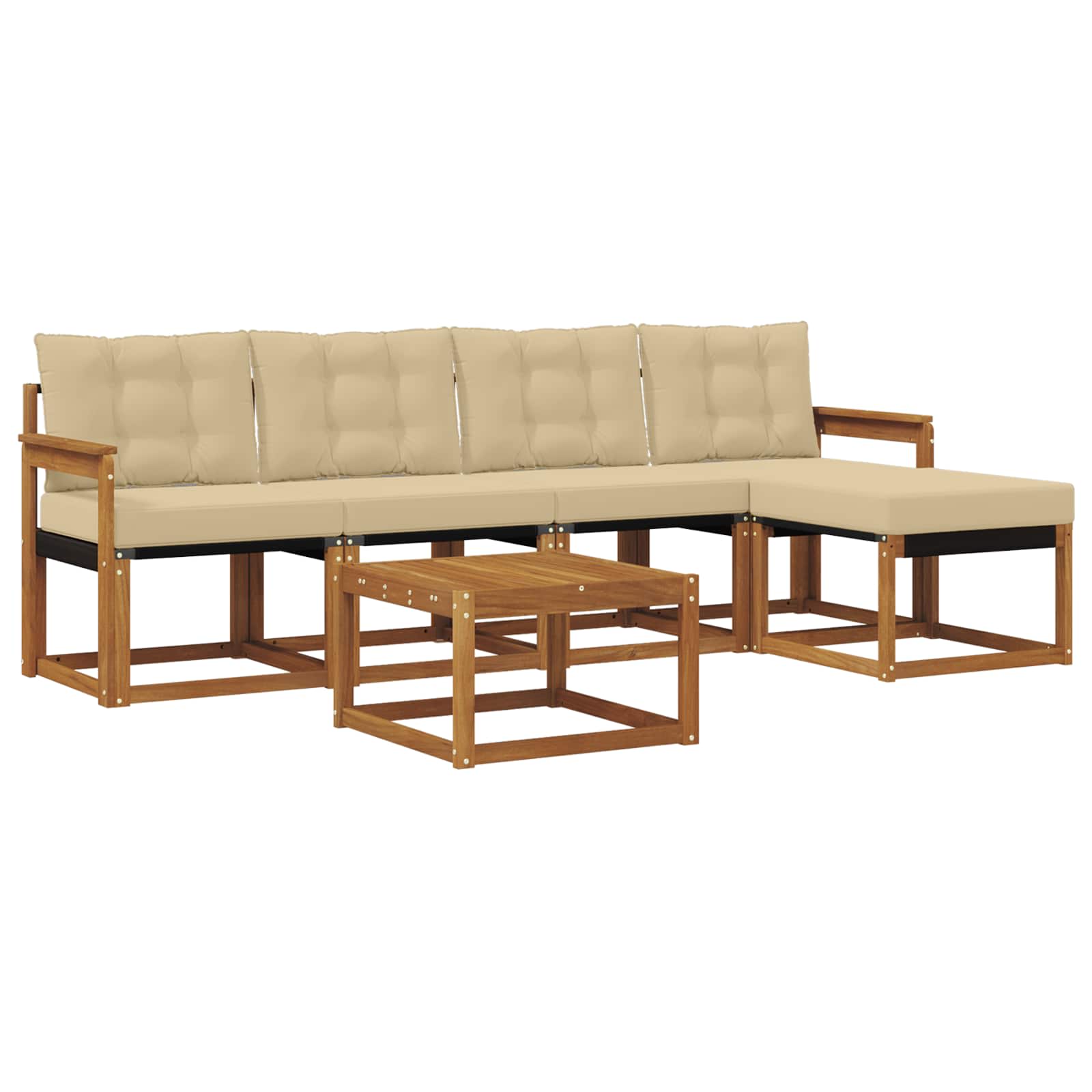 Outdoor-Sofagarnitur mit Kissen 6 pcs Natur und Beige
