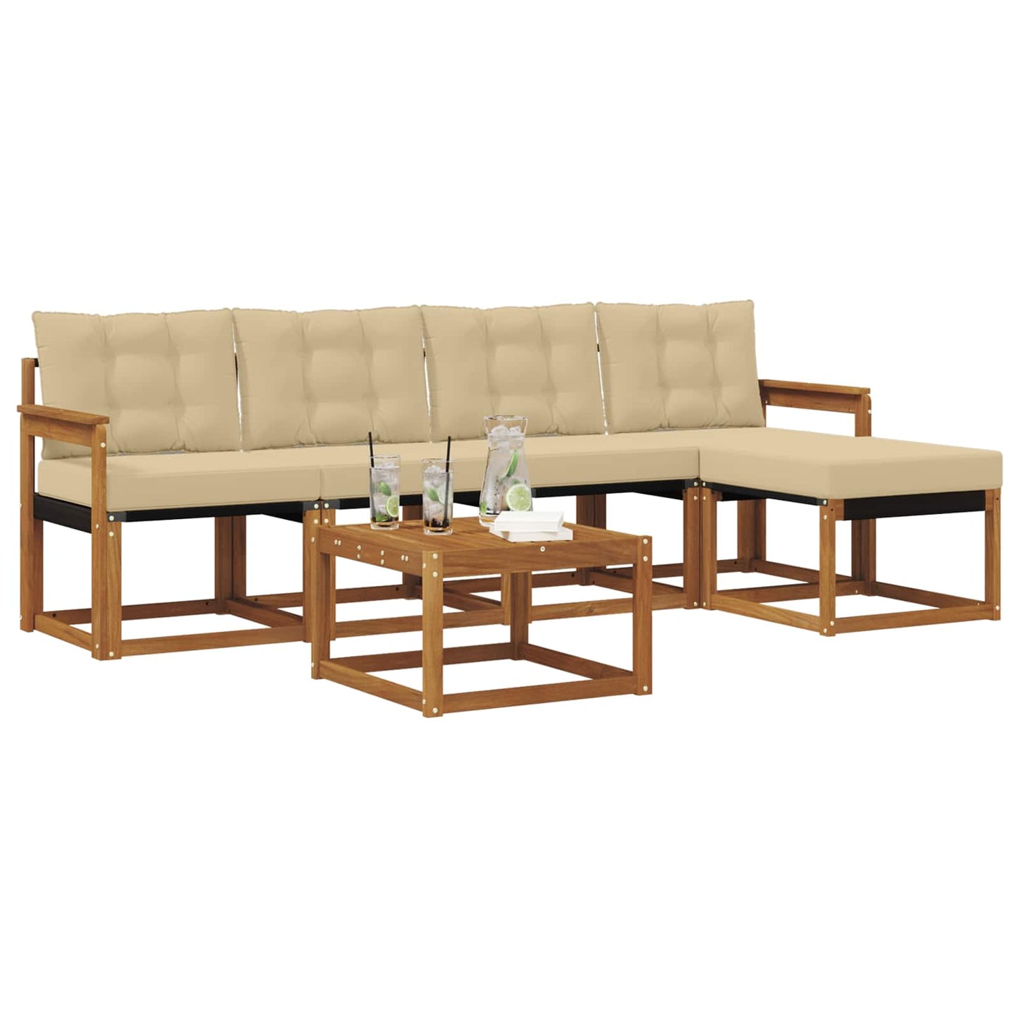 Outdoor-Sofagarnitur mit Kissen 6 pcs Natur und Beige