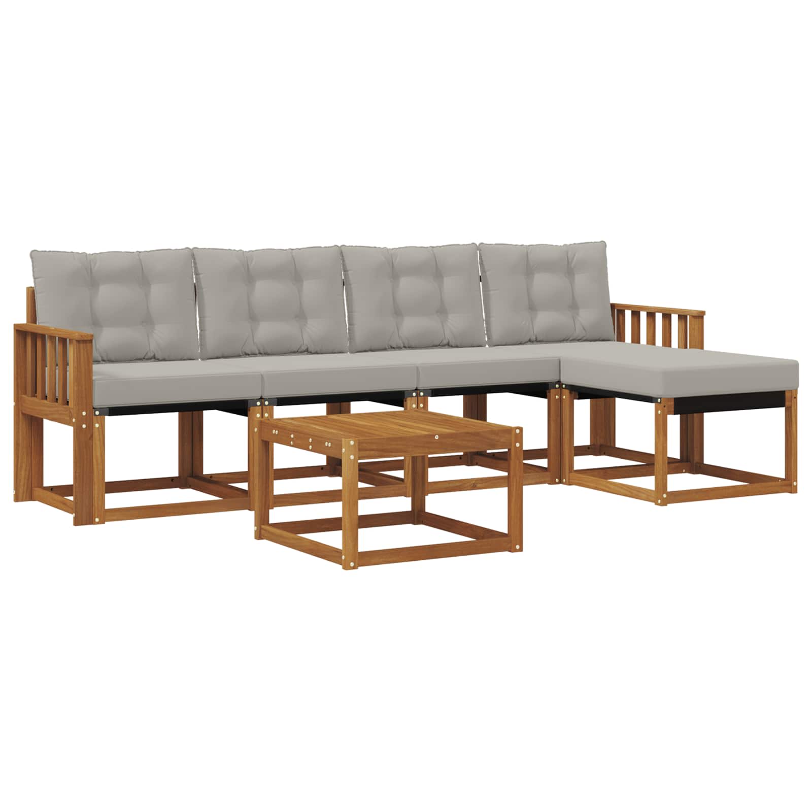 Outdoor-Sofagarnitur mit Kissen 6 pcs Natürlich und Hellgrau