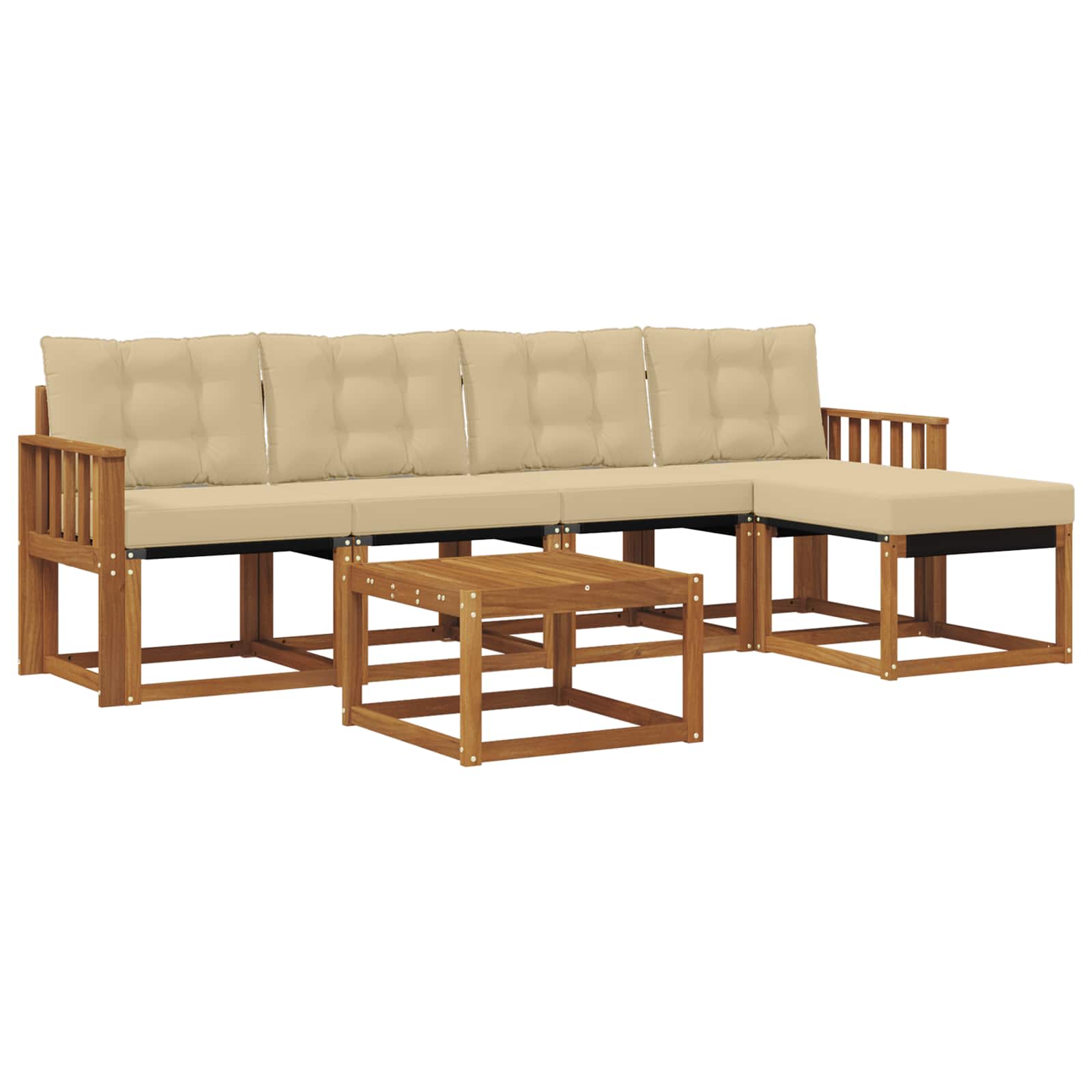 Outdoor-Sofagarnitur 6 stk. Natur und Beige