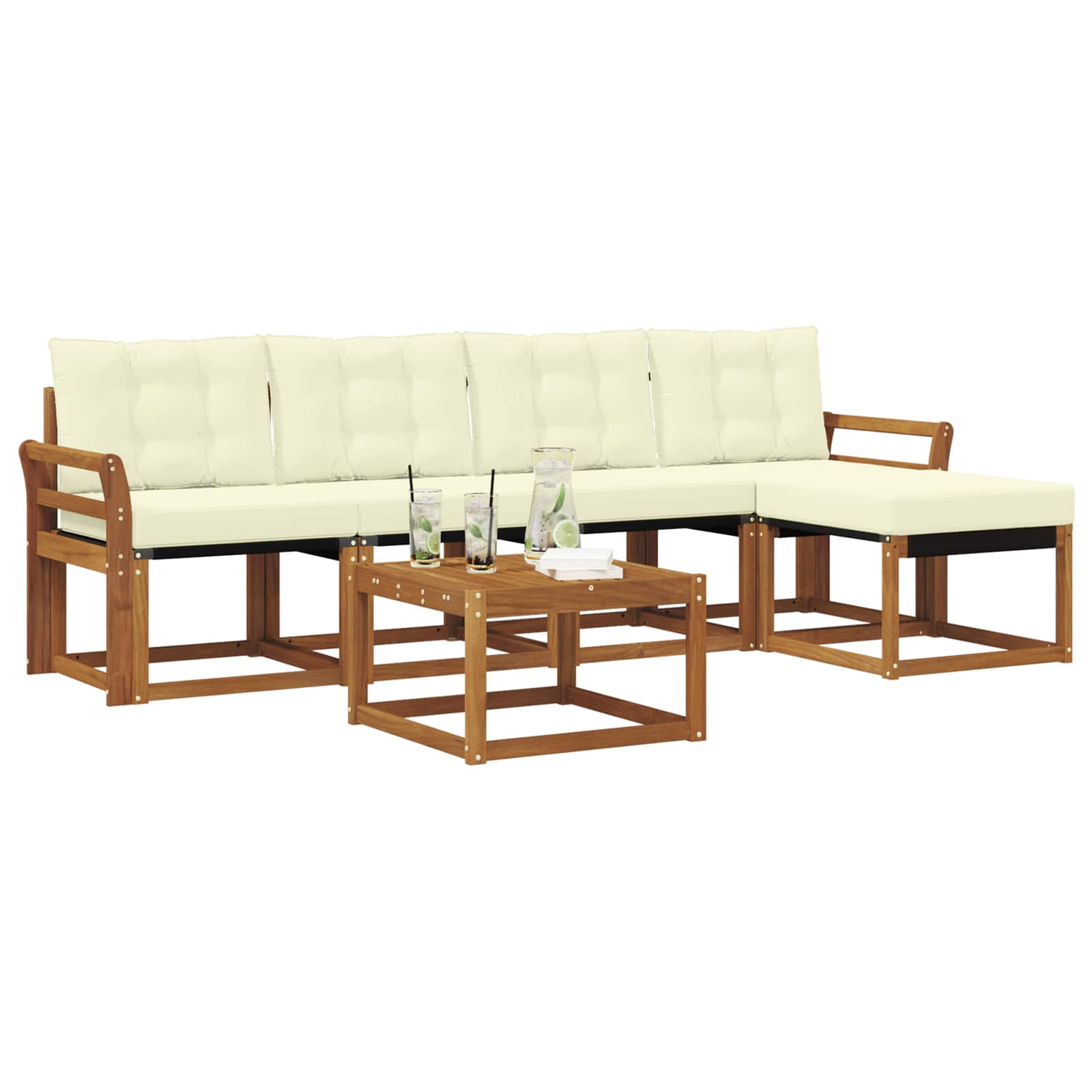 Outdoor-Sofagarnitur 6 stk. Natur und Creme