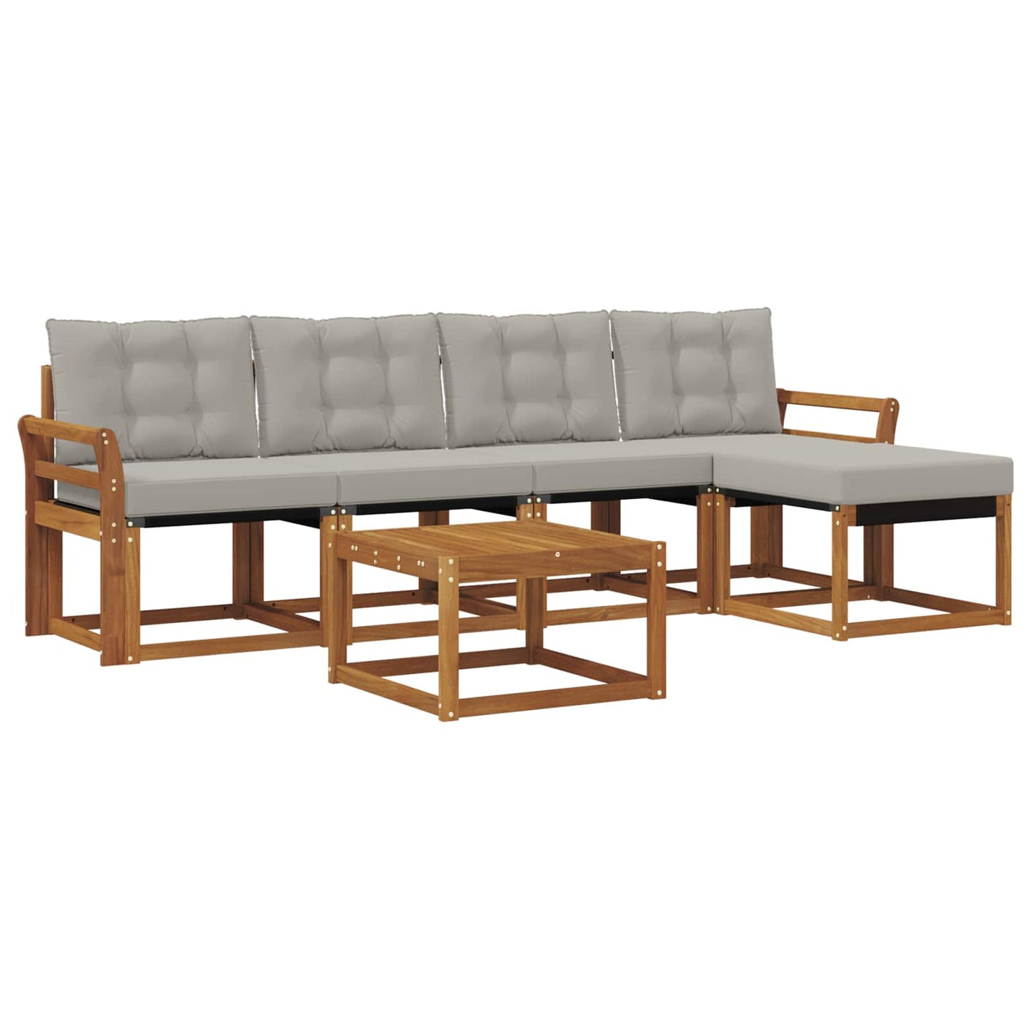 Outdoor-Sofagarnitur mit Kissen 6 pcs Natürlich und Hellgrau