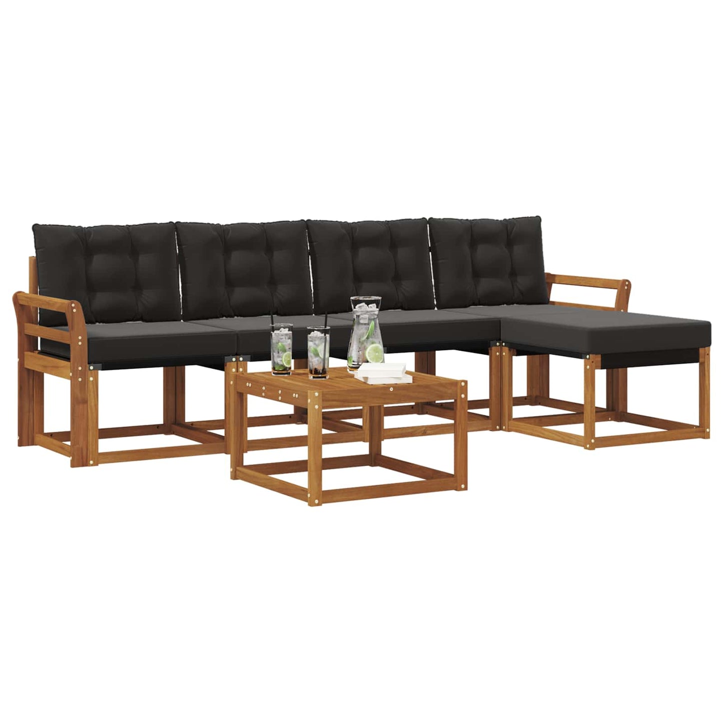 Outdoor-Sofagarnitur mit Kissen 6 pcs Natürlich und Schwarz