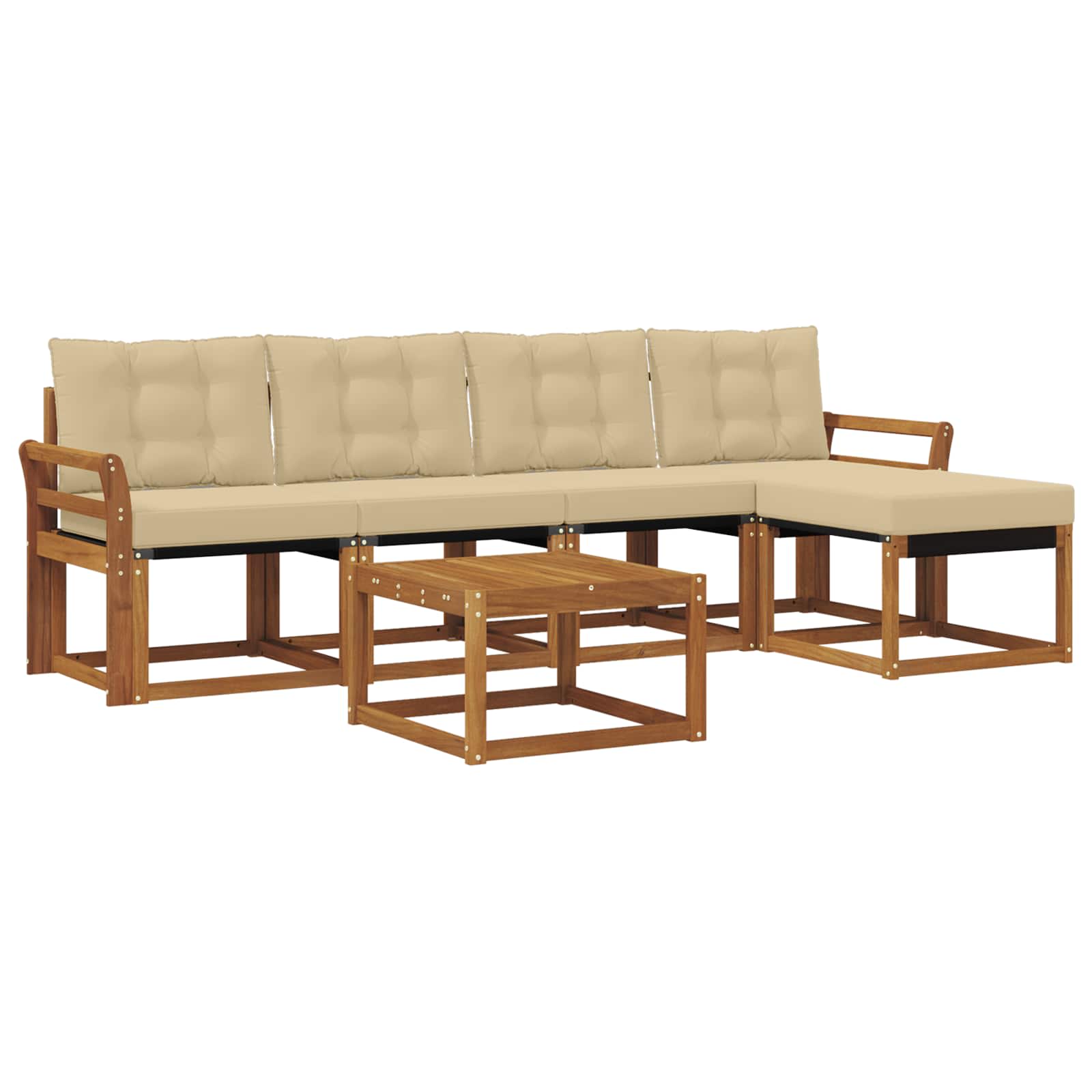 Outdoor-Sofagarnitur 6 stk. Natur und Beige