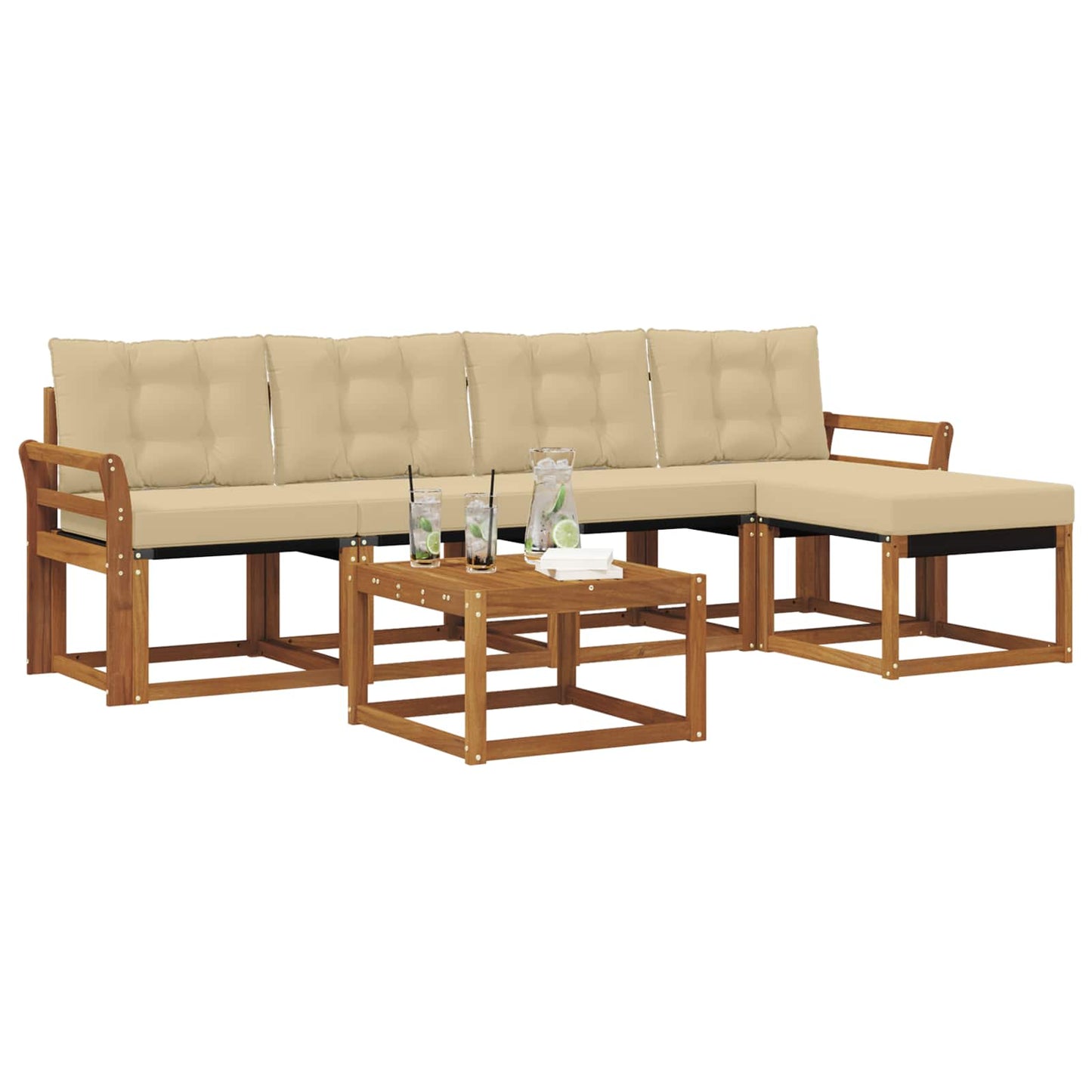 Outdoor-Sofagarnitur 6 stk. Natur und Beige