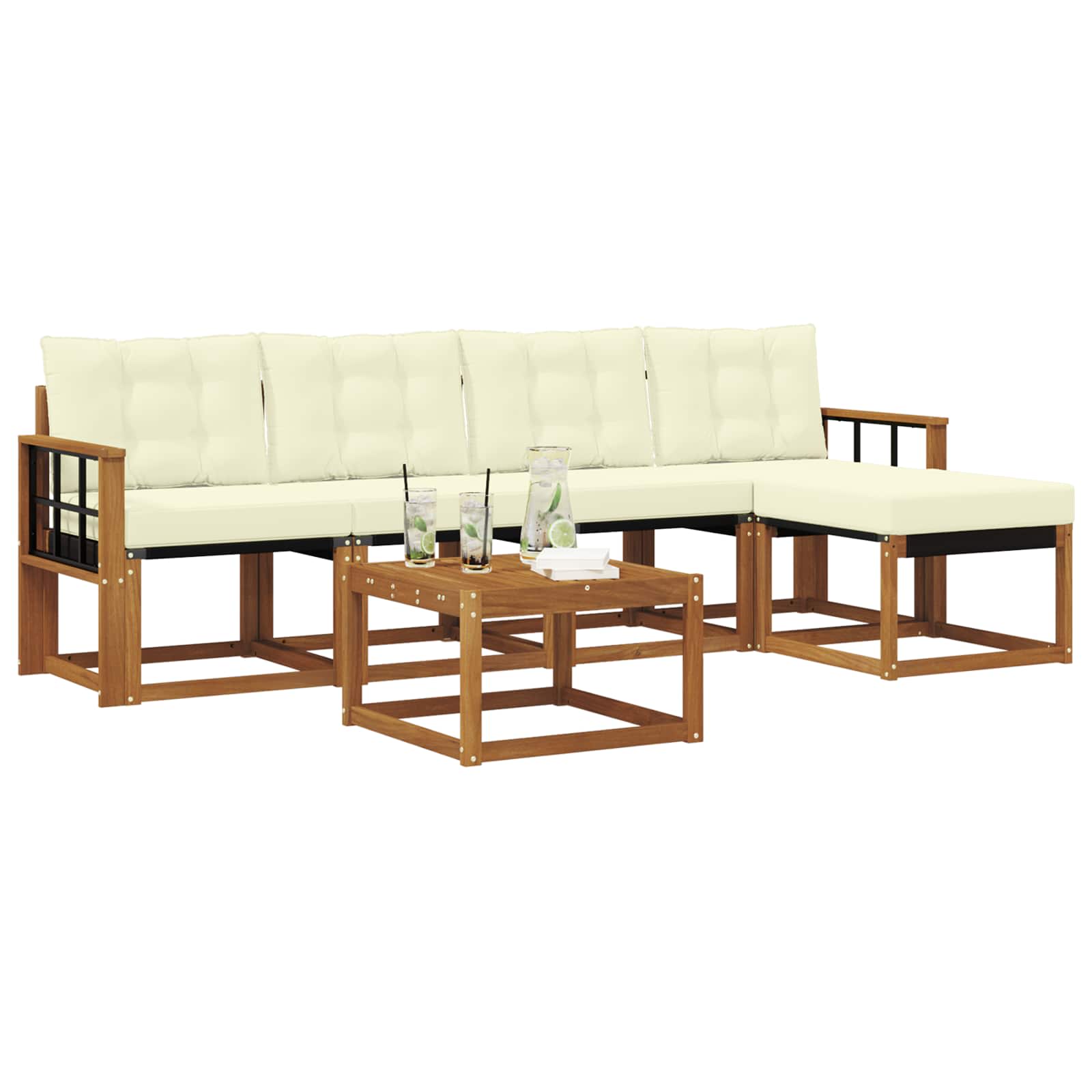 Outdoor-Sofagarnitur 6 stk. Natur und Creme