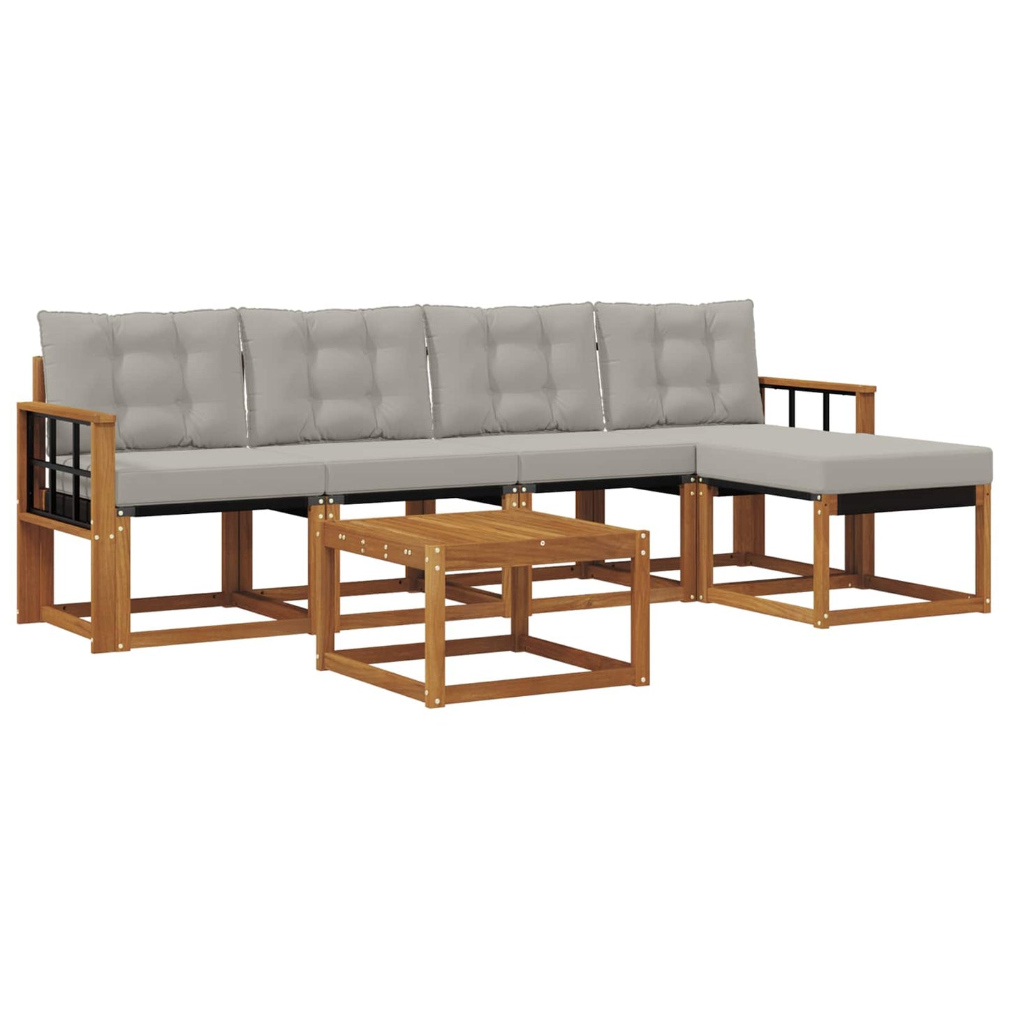 Outdoor-Sofagarnitur mit Kissen 6 pcs Natürlich und Hellgrau