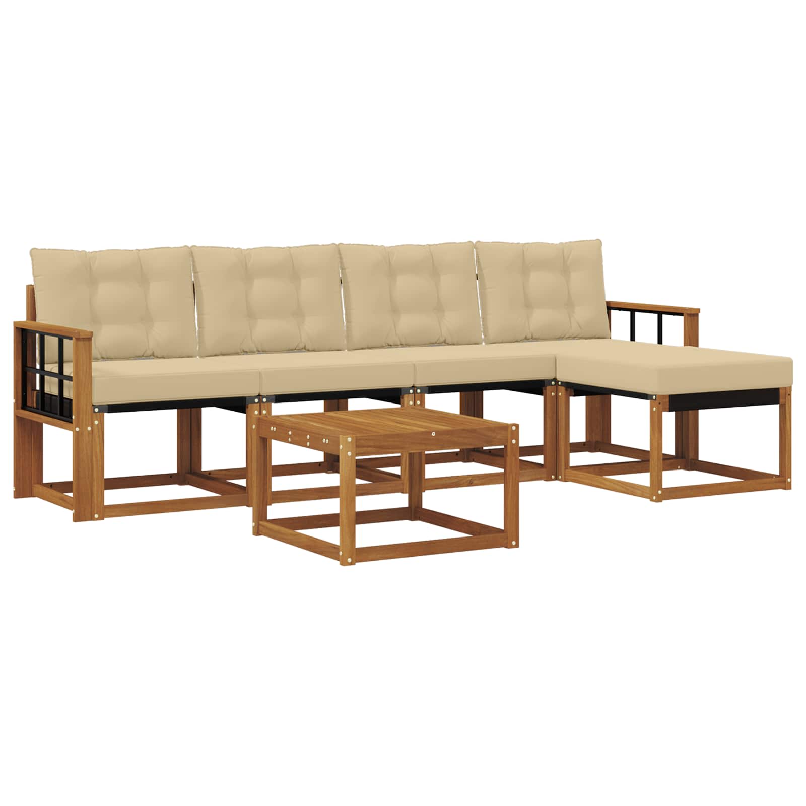 Outdoor-Sofagarnitur 6 stk. Natur und Beige