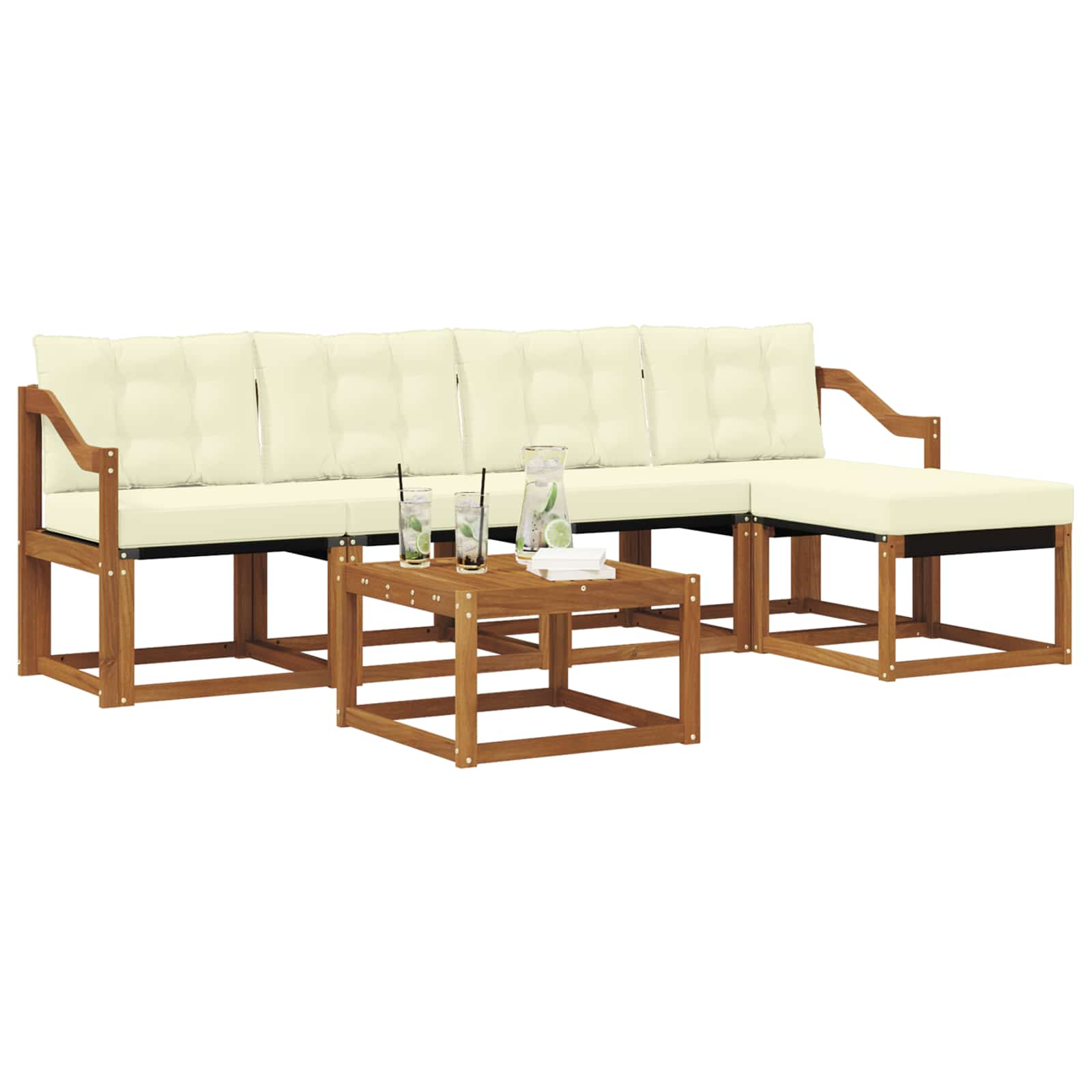 Outdoor-Sofagarnitur 6 stk. Natur und Creme