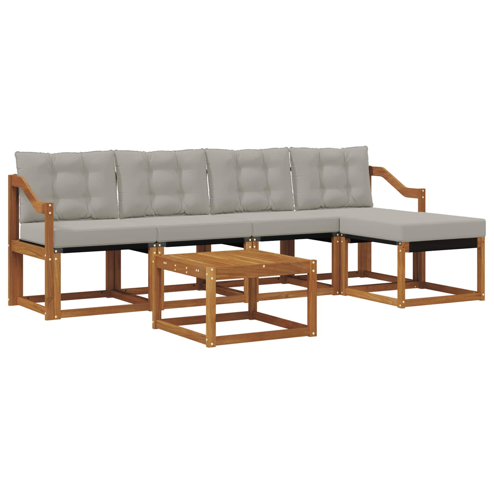 Outdoor-Sofagarnitur mit Kissen 6 pcs Natürlich und Hellgrau
