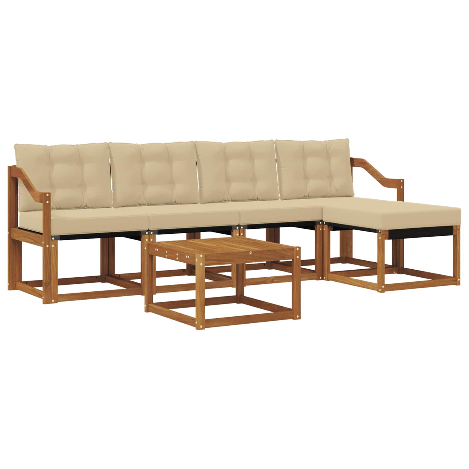Outdoor-Sofagarnitur 6 stk. Natur und Beige