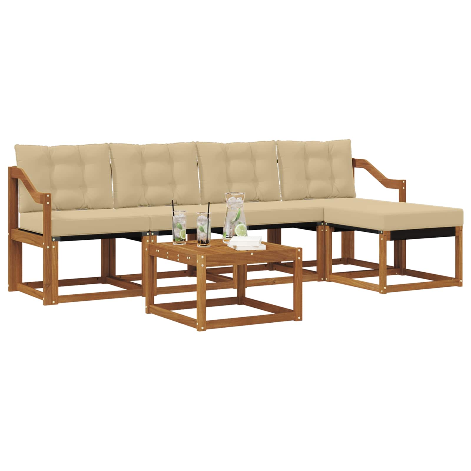 Outdoor-Sofagarnitur 6 stk. Natur und Beige