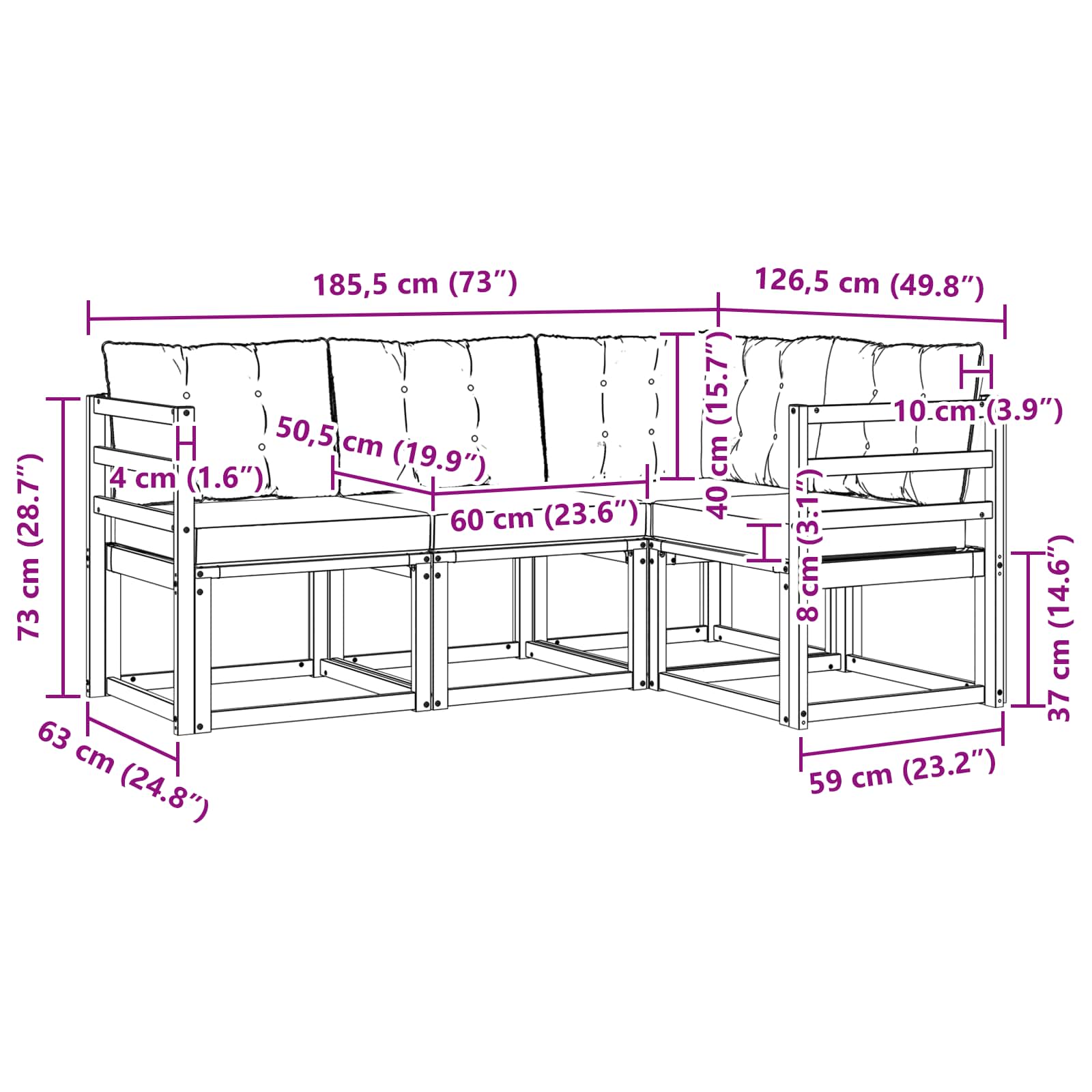 Outdoor-Sofagarnitur 4 stk. Natur und Creme