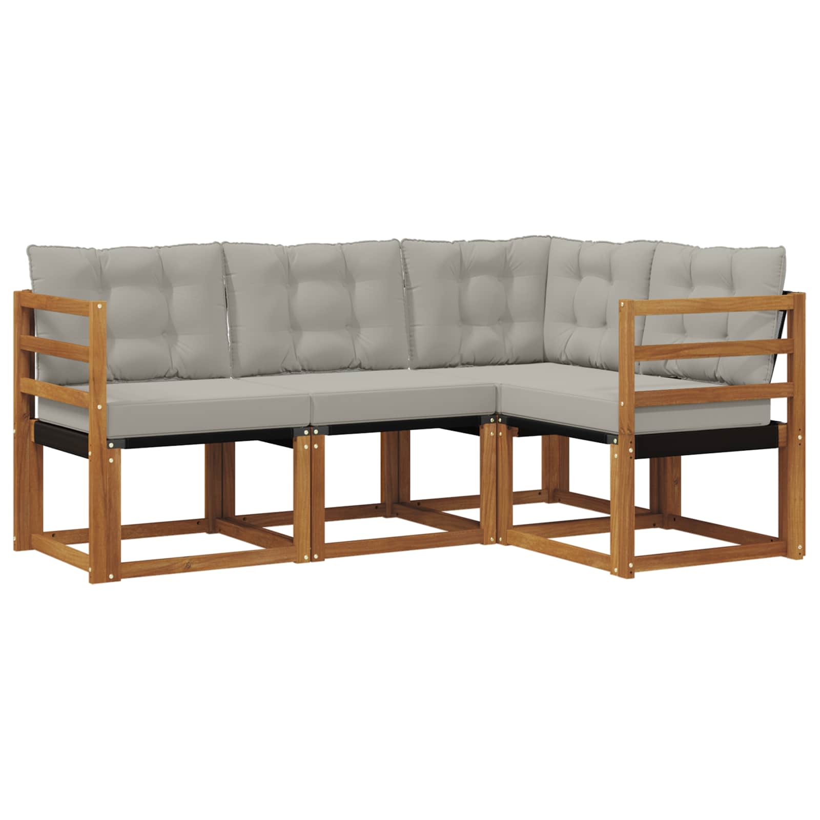 Outdoor-Sofagarnitur mit Kissen 4 pcs Natürlich und Hellgrau