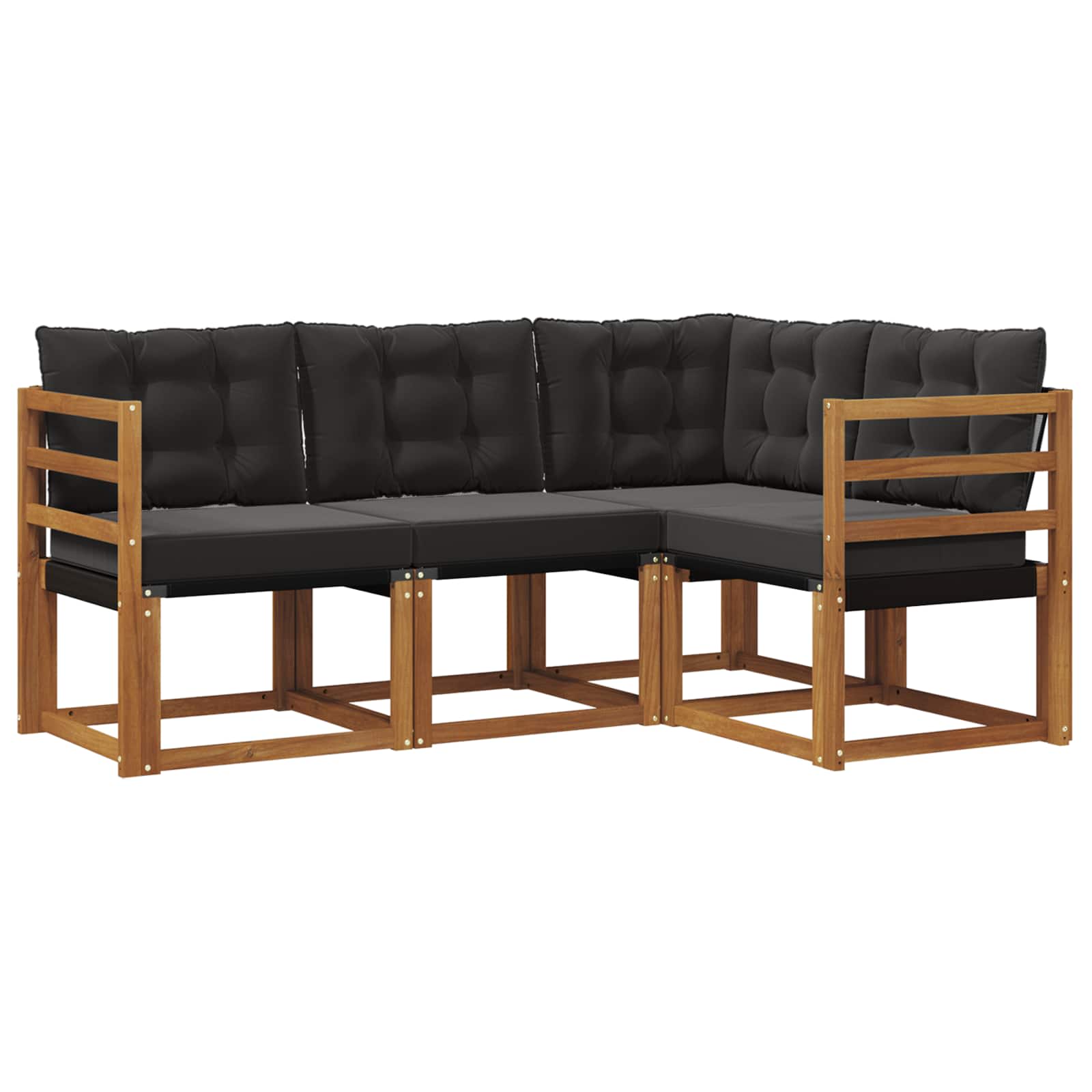 Outdoor-Sofagarnitur mit Kissen 4 pcs Natürlich und Schwarz