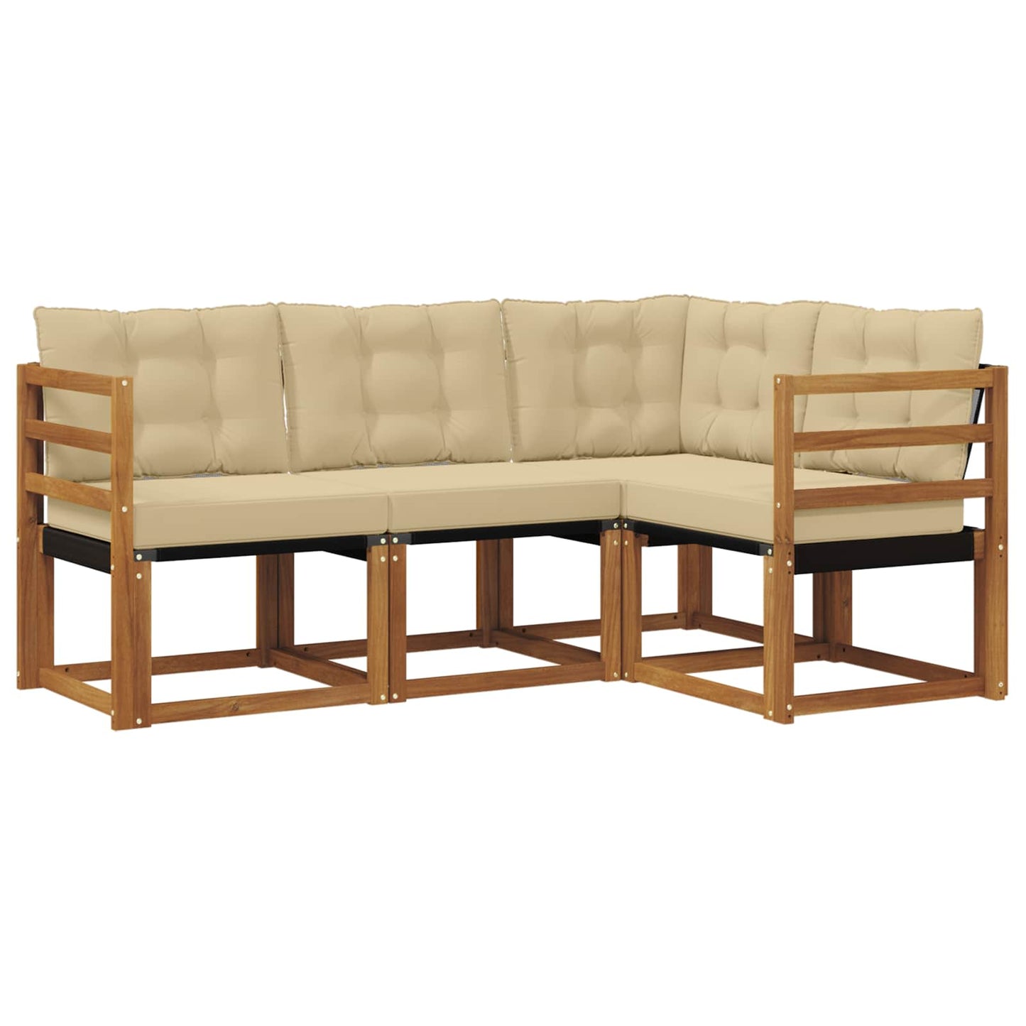Outdoor-Sofagarnitur mit Kissen 4 pcs Natur und Beige