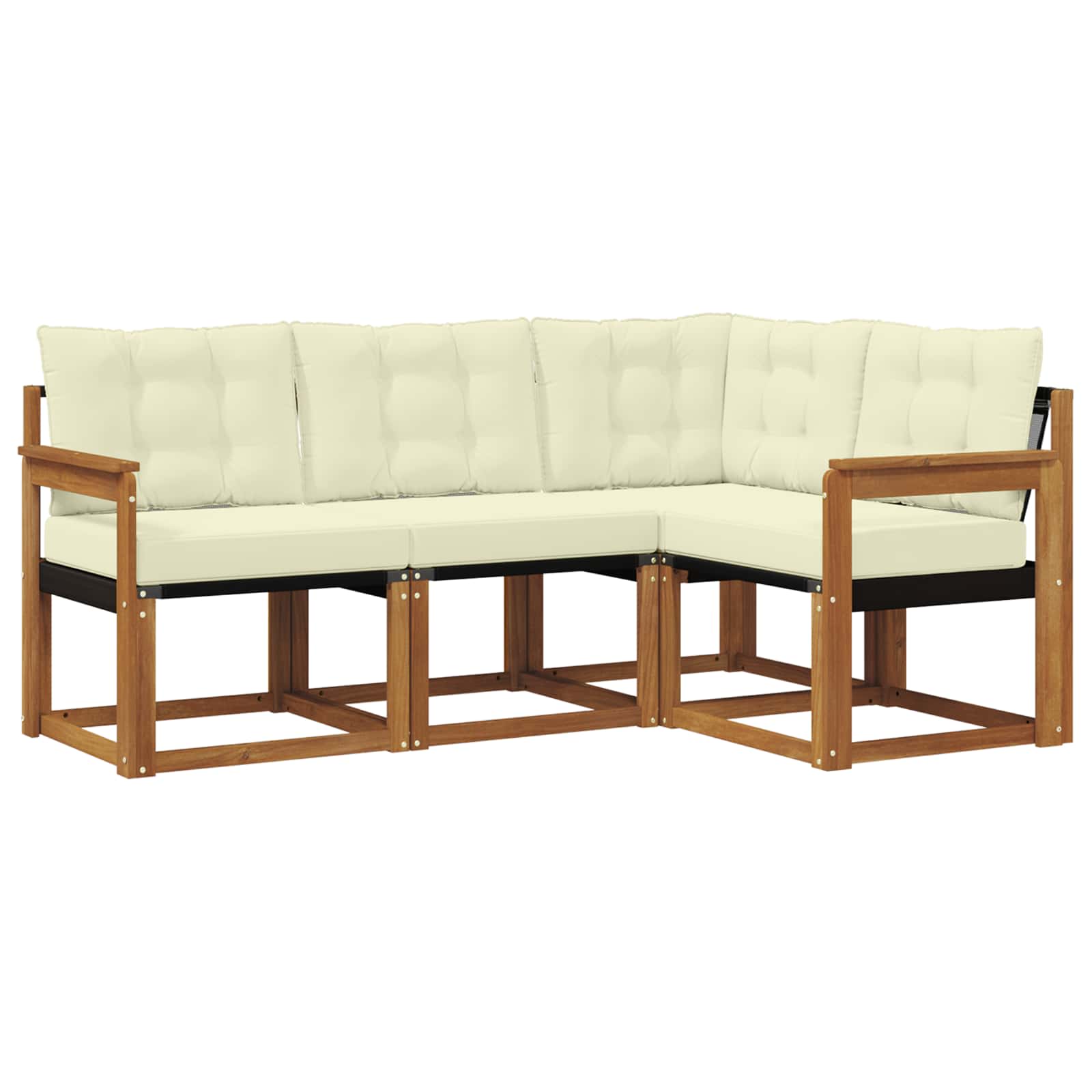 Outdoor-Sofagarnitur mit Kissen 4 pcs Natur und Creme