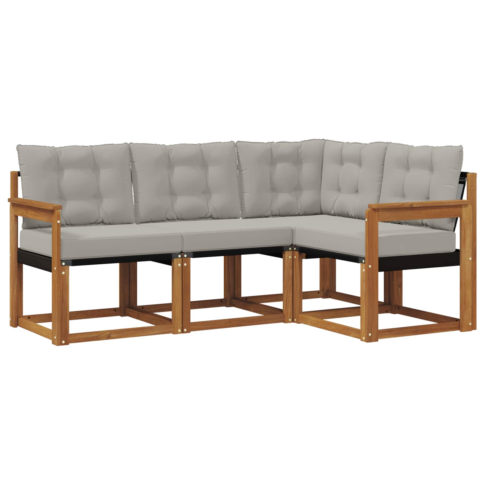 Outdoor-Sofagarnitur mit Kissen 4 pcs Natürlich und Hellgrau