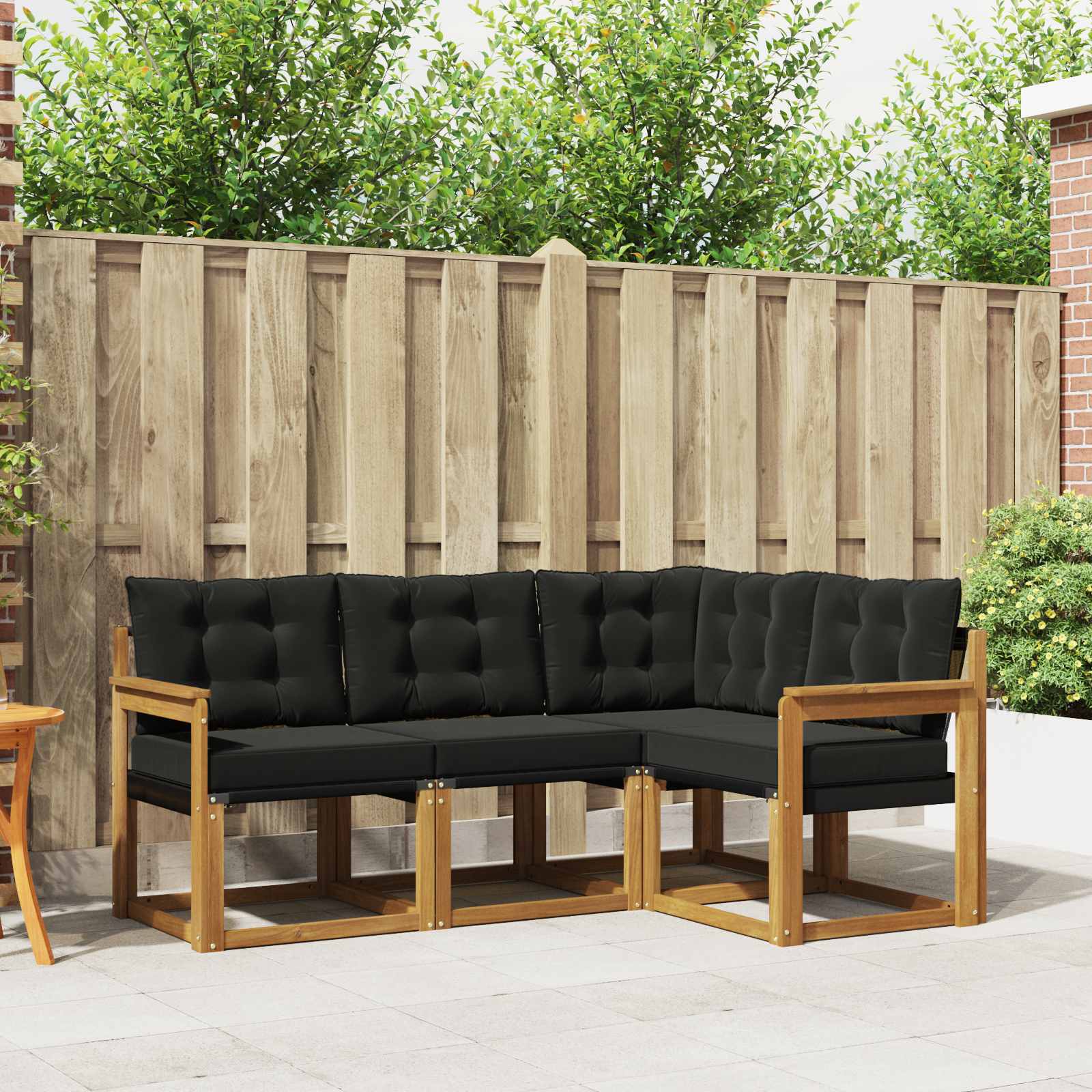 Outdoor-Sofagarnitur mit Kissen 4 pcs Natürlich und Schwarz