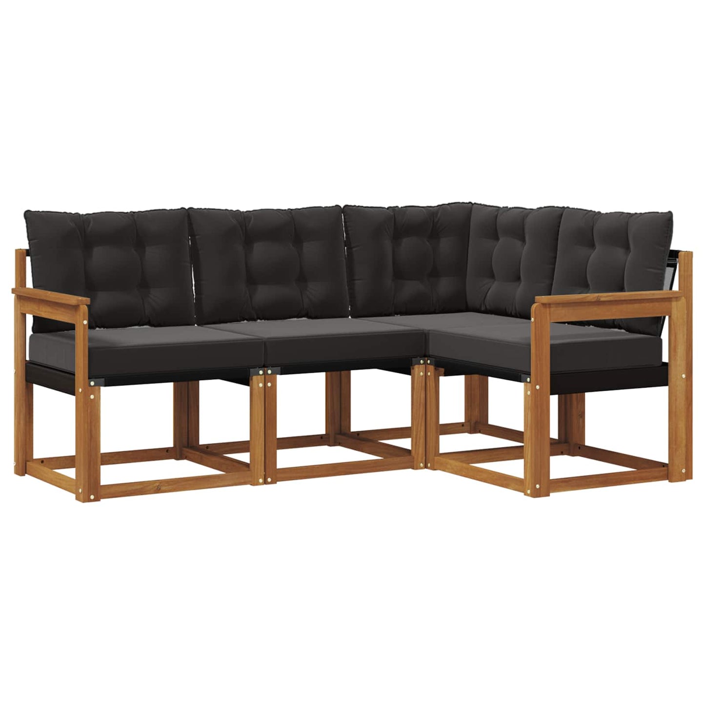 Outdoor-Sofagarnitur mit Kissen 4 pcs Natürlich und Schwarz