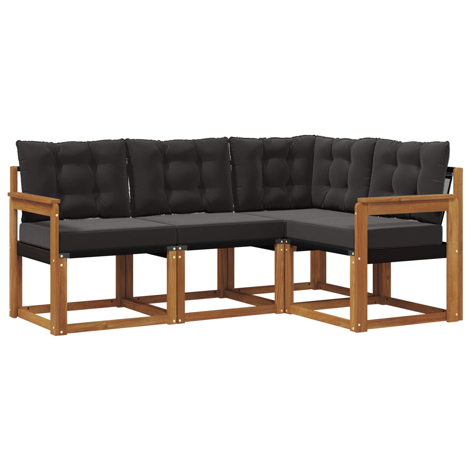 Outdoor-Sofagarnitur mit Kissen 4 pcs Natürlich und Schwarz