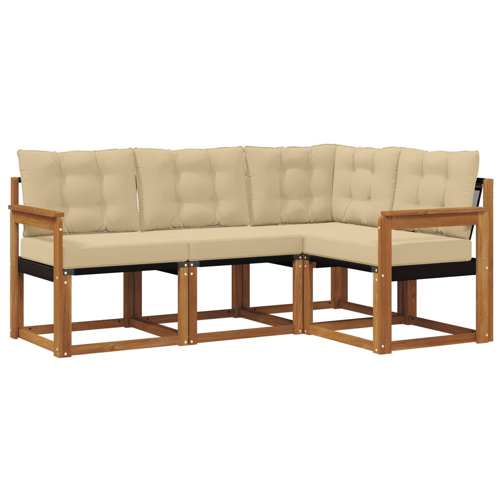 Outdoor-Sofagarnitur mit Kissen 4 pcs Natur und Beige