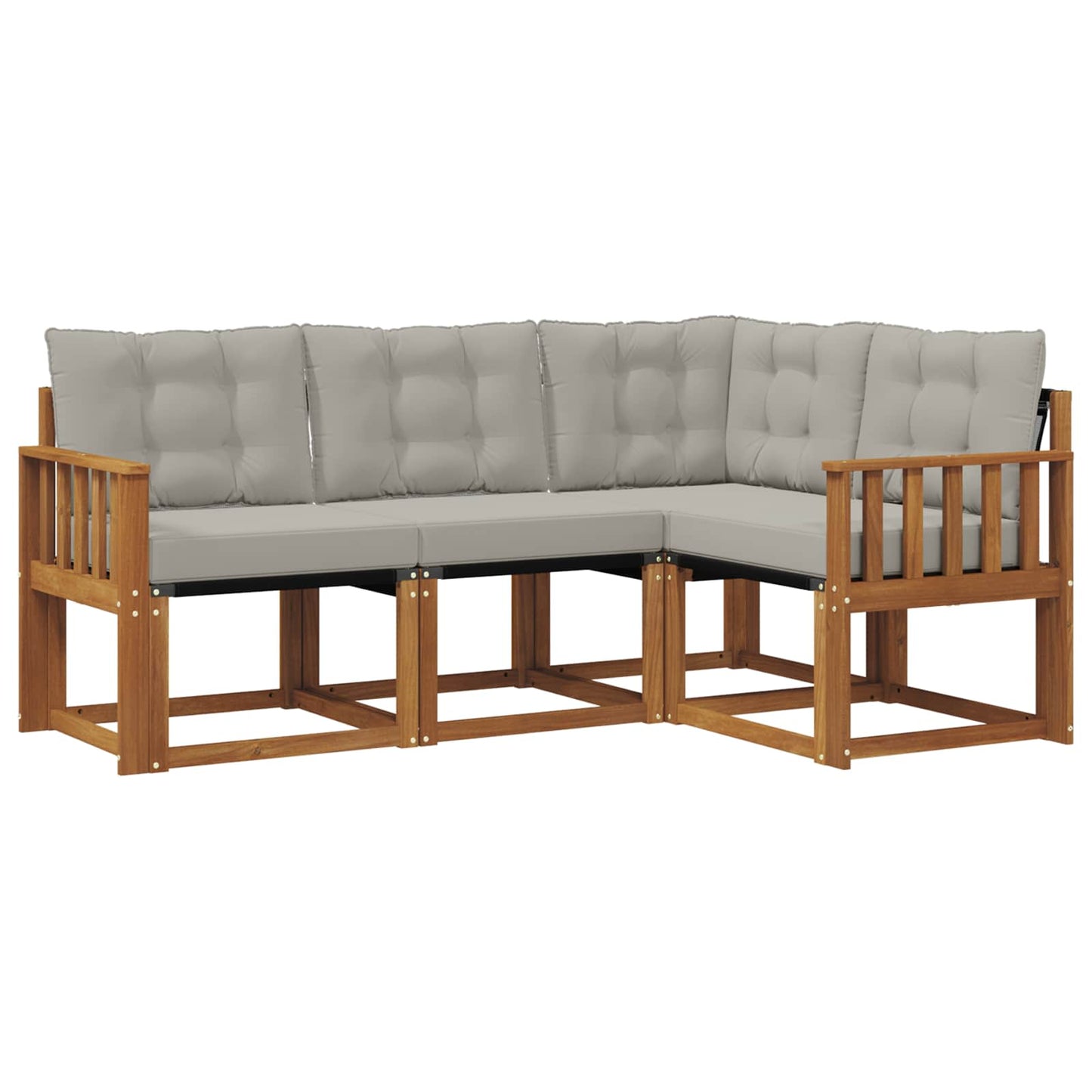 Outdoor-Sofagarnitur mit Kissen 4 pcs Natürlich und Hellgrau